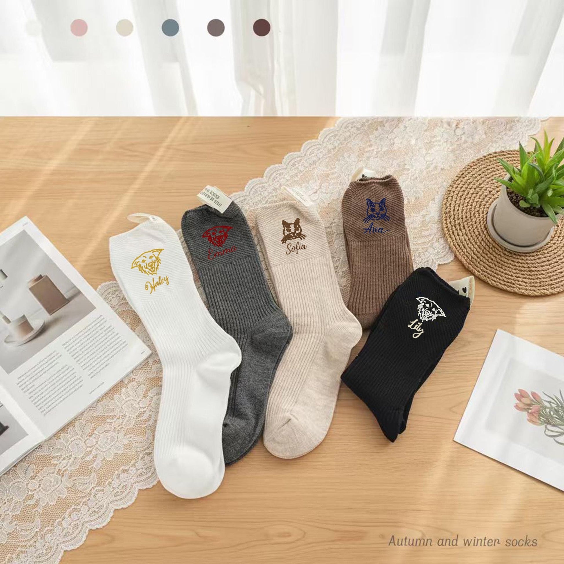 Personalized Pet Socks – Custom Dog & Cat Face Embroidered Name Socks, Gift for  Lovers