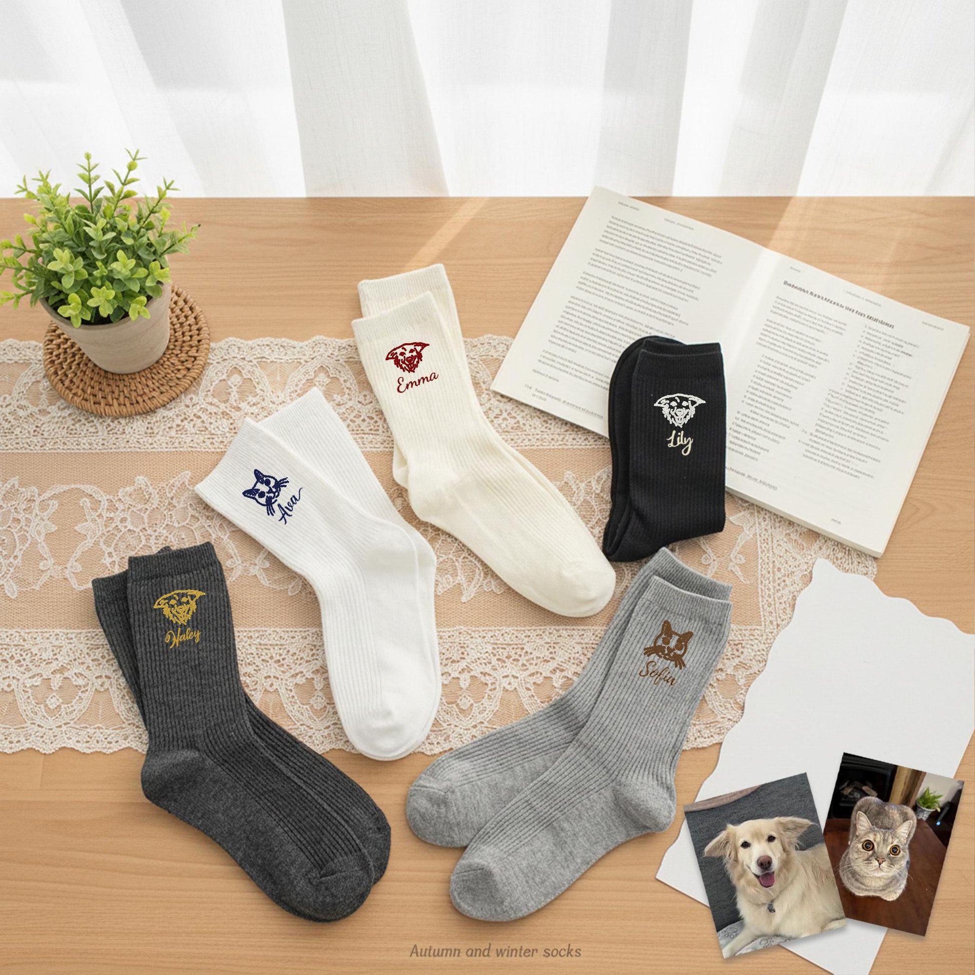 Personalized Pet Socks – Custom Dog & Cat Face Embroidered Name Socks, Gift for  Lovers