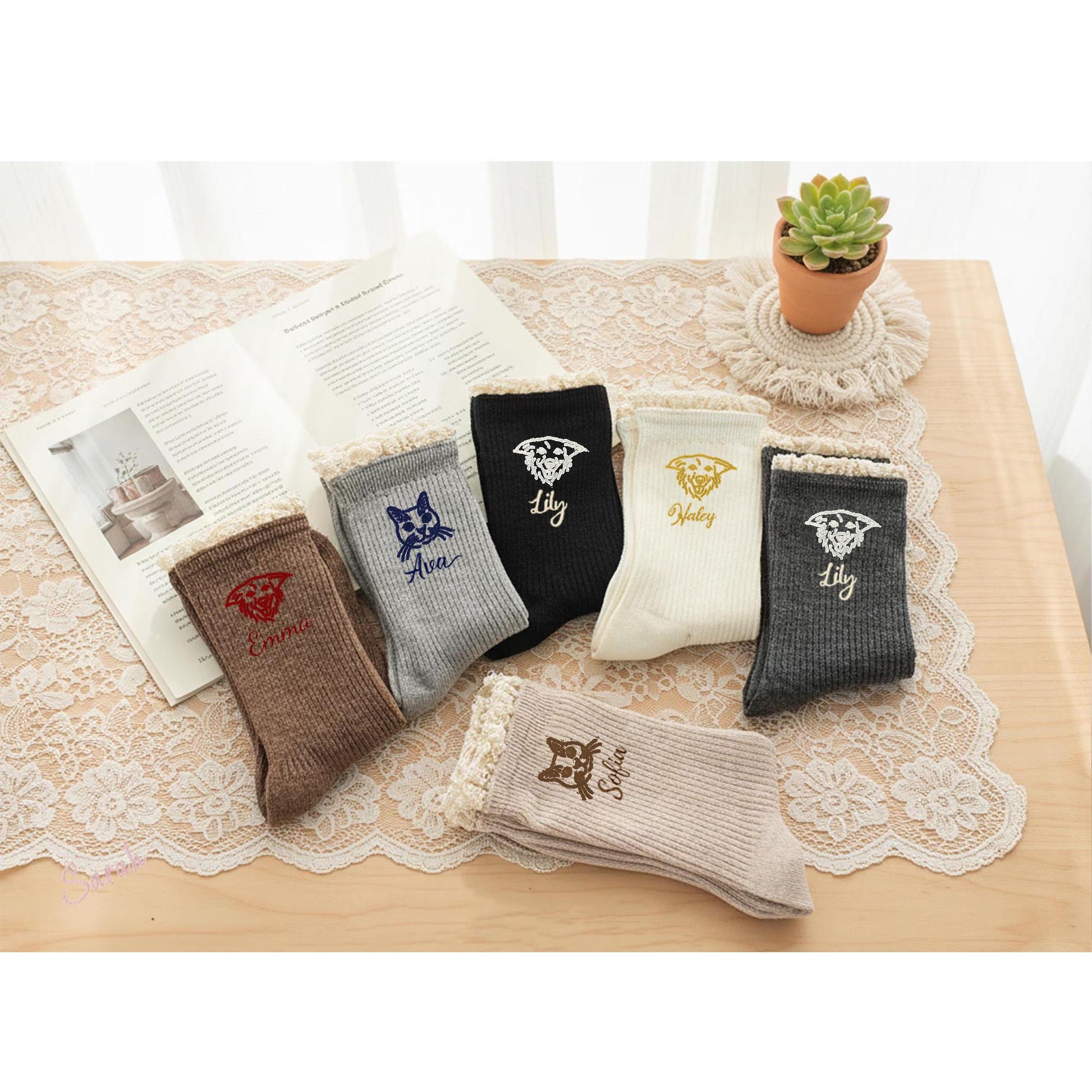 Personalized Pet Socks – Custom Dog & Cat Face Embroidered Name Socks, Gift for  Lovers
