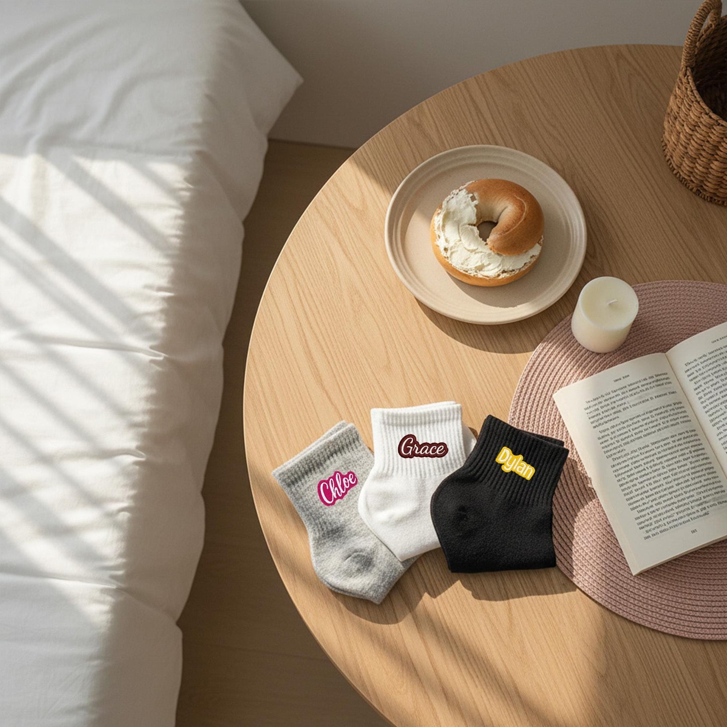 Custom Embroidered Socks , Gift for Her & Kids, Personalized Cotton Socks with Colorful Name Stitching