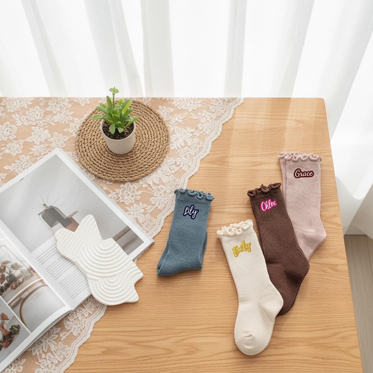 Personalized Name Socks for Kids – Custom Embroidered Anti-Lost Preschool Socks, Daycare & Kindergarten Essentials