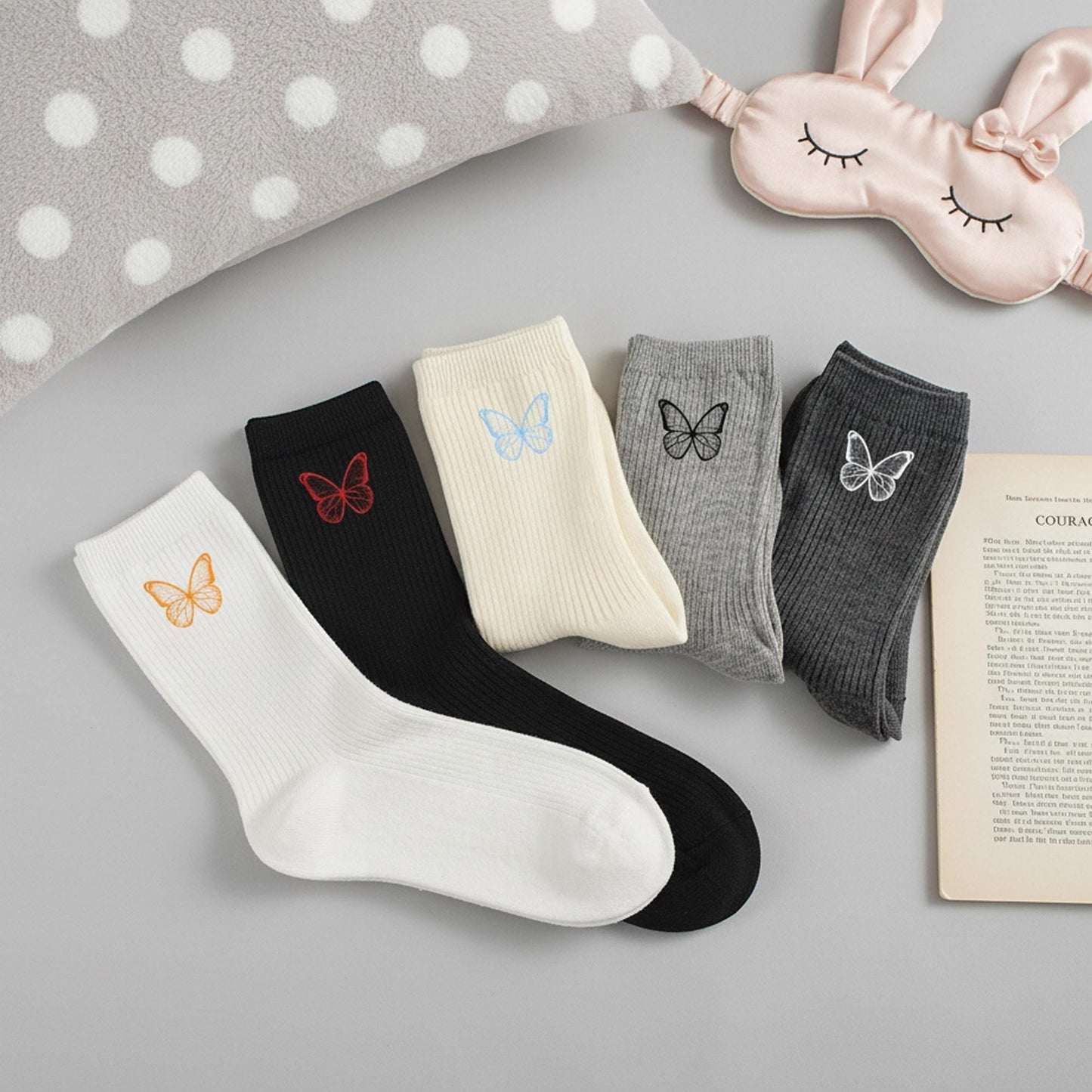 Custom Butterfly Embroidered Socks, Unisex Socks, Personalized Gift