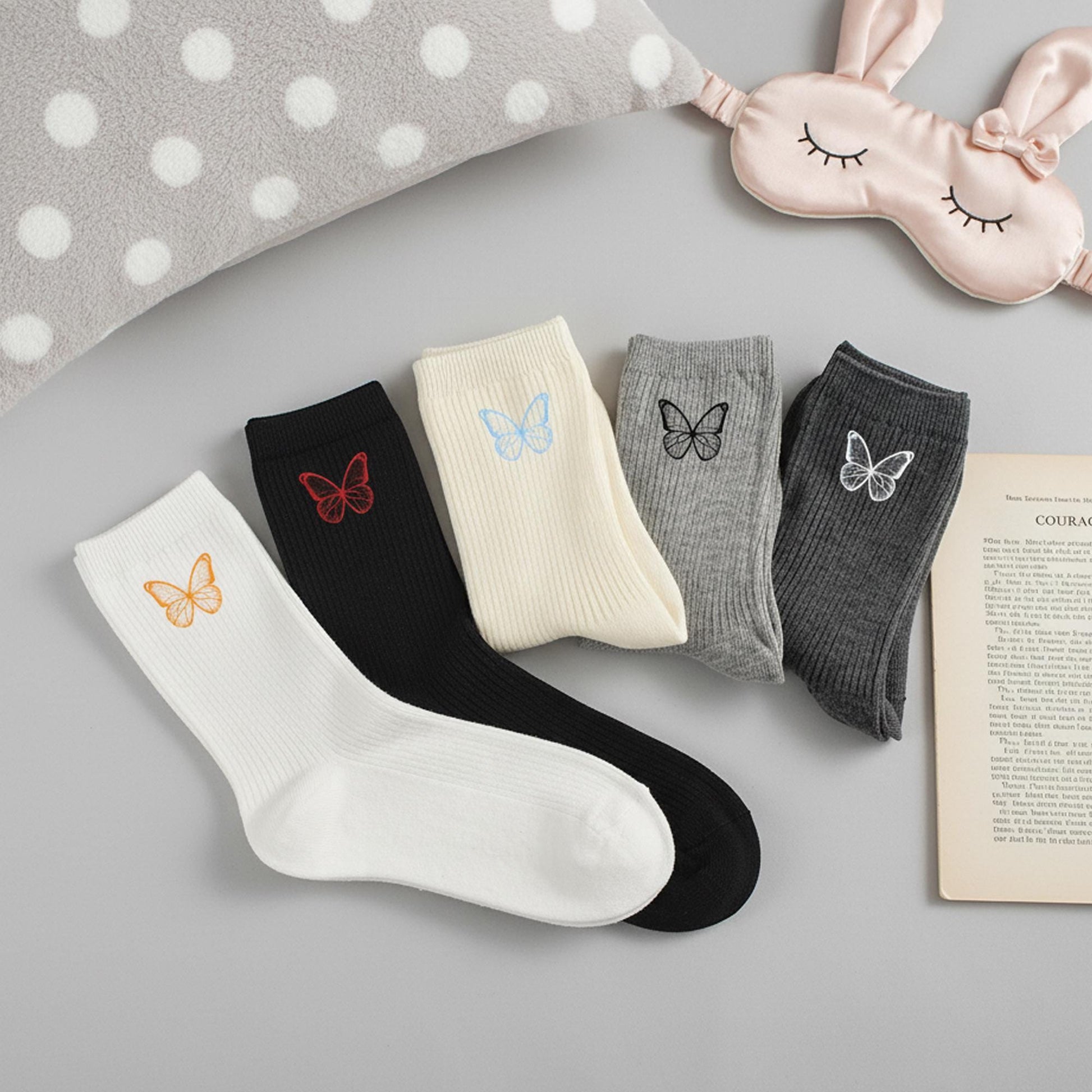 Custom Butterfly Embroidered Socks, Unisex Socks, Personalized Gift