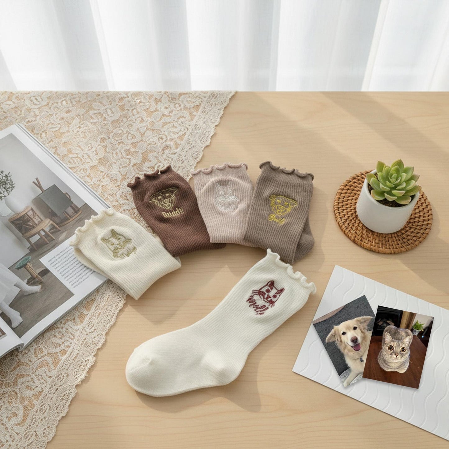 6 Pairs Personalized Kids Socks – Custom Pet Embroidery, Name Socks Set,  Kindergarten anti-lost