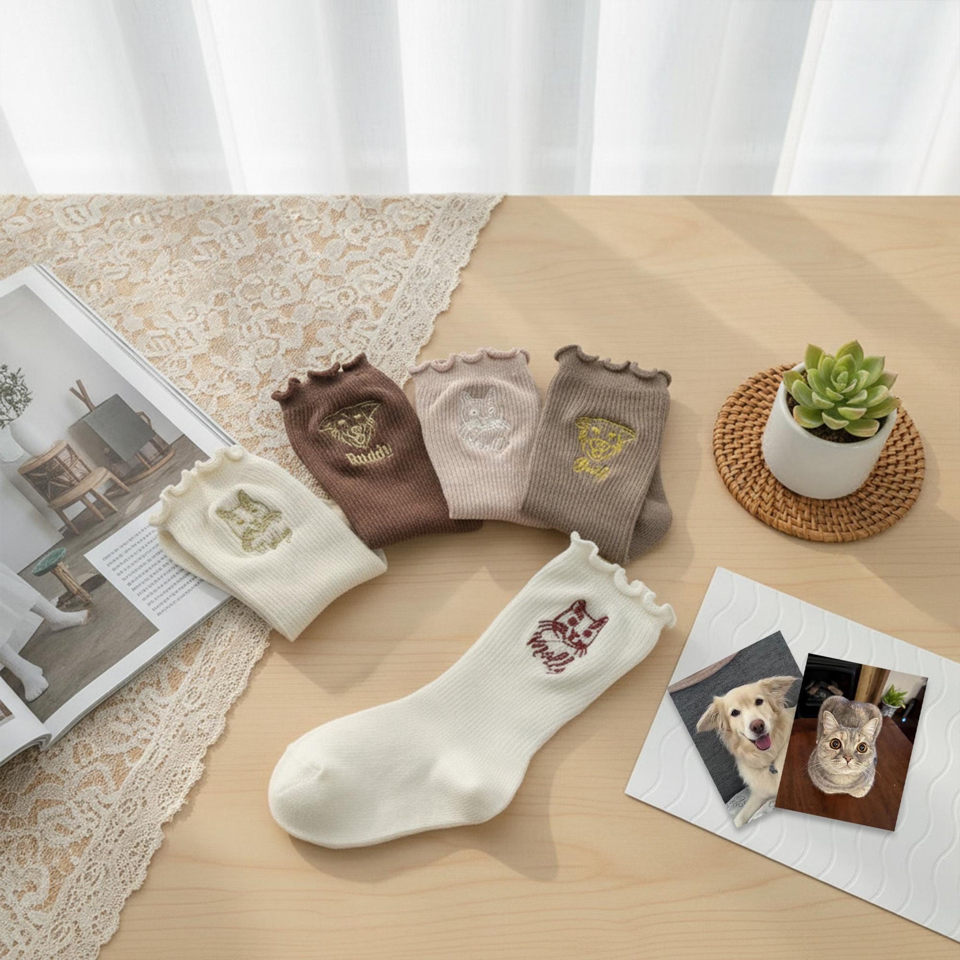 6 Pairs Personalized Kids Socks – Custom Pet Embroidery, Name Socks Set,  Kindergarten anti-lost
