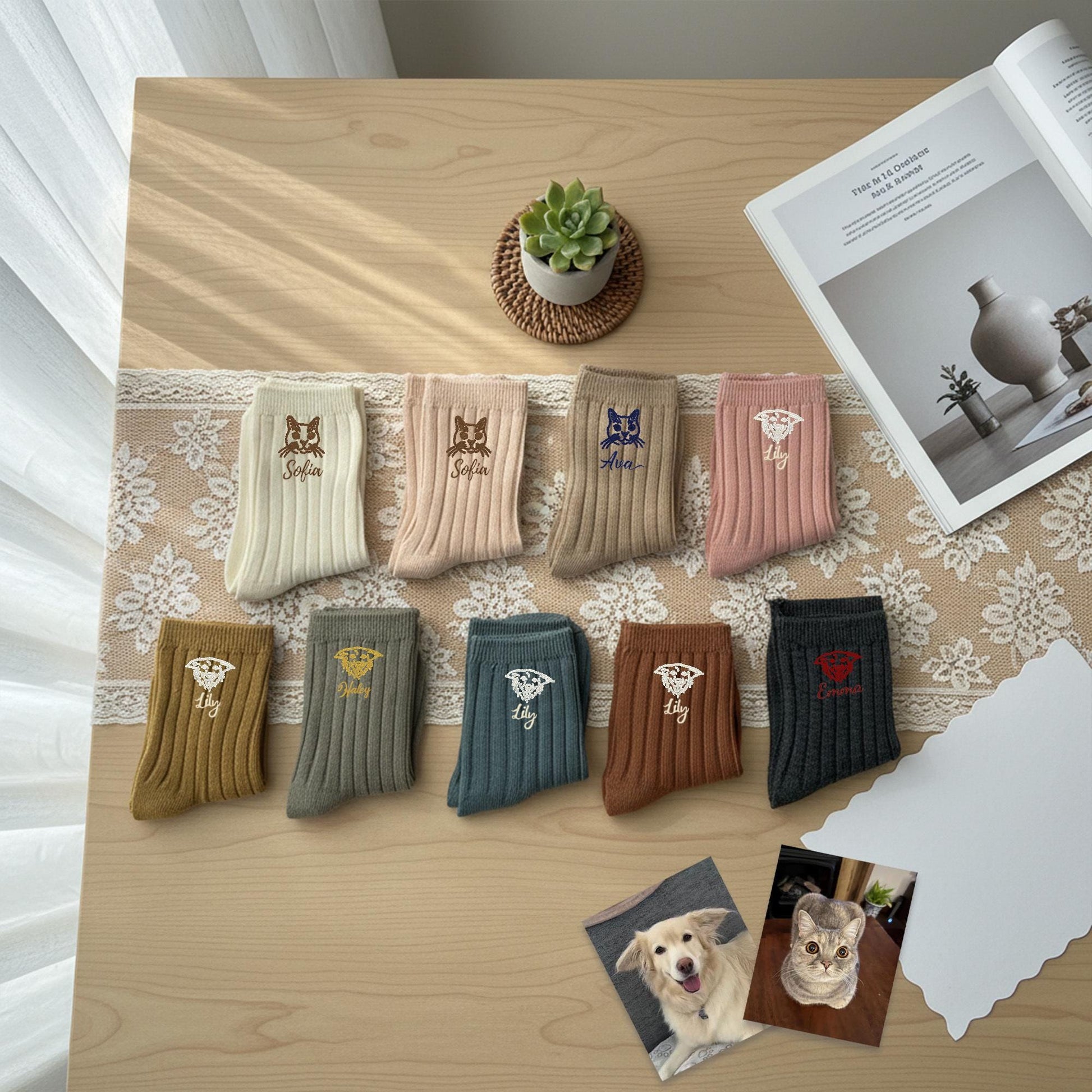 10 Pairs Personalized Kids Socks – Custom Pet Embroidery, Name Socks Set,  Kindergarten anti-lost