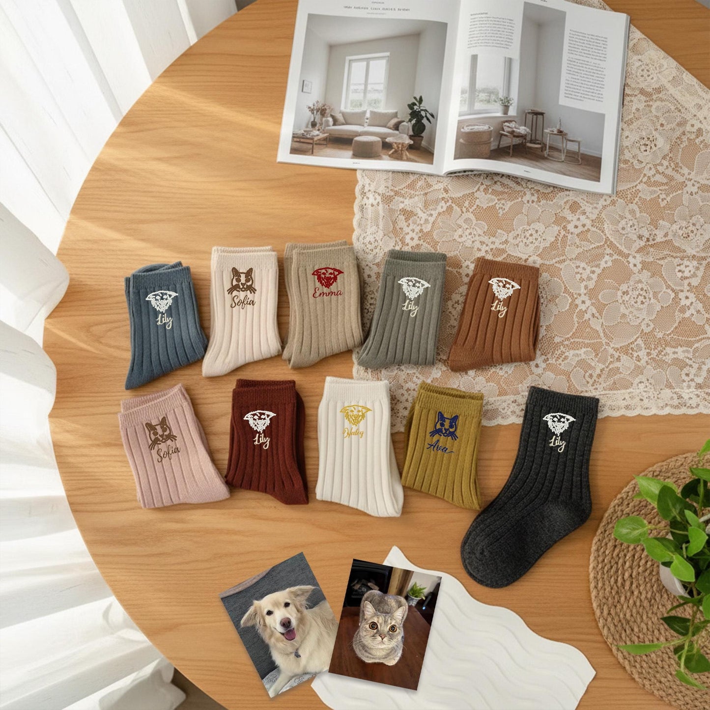10 Pairs Personalized Kids Socks – Custom Pet Embroidery, Name Socks Set,  Kindergarten anti-lost
