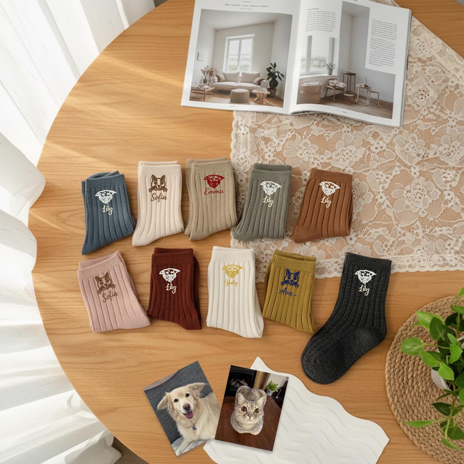 10 Pairs Personalized Kids Socks – Custom Pet Embroidery, Name Socks Set,  Kindergarten anti-lost