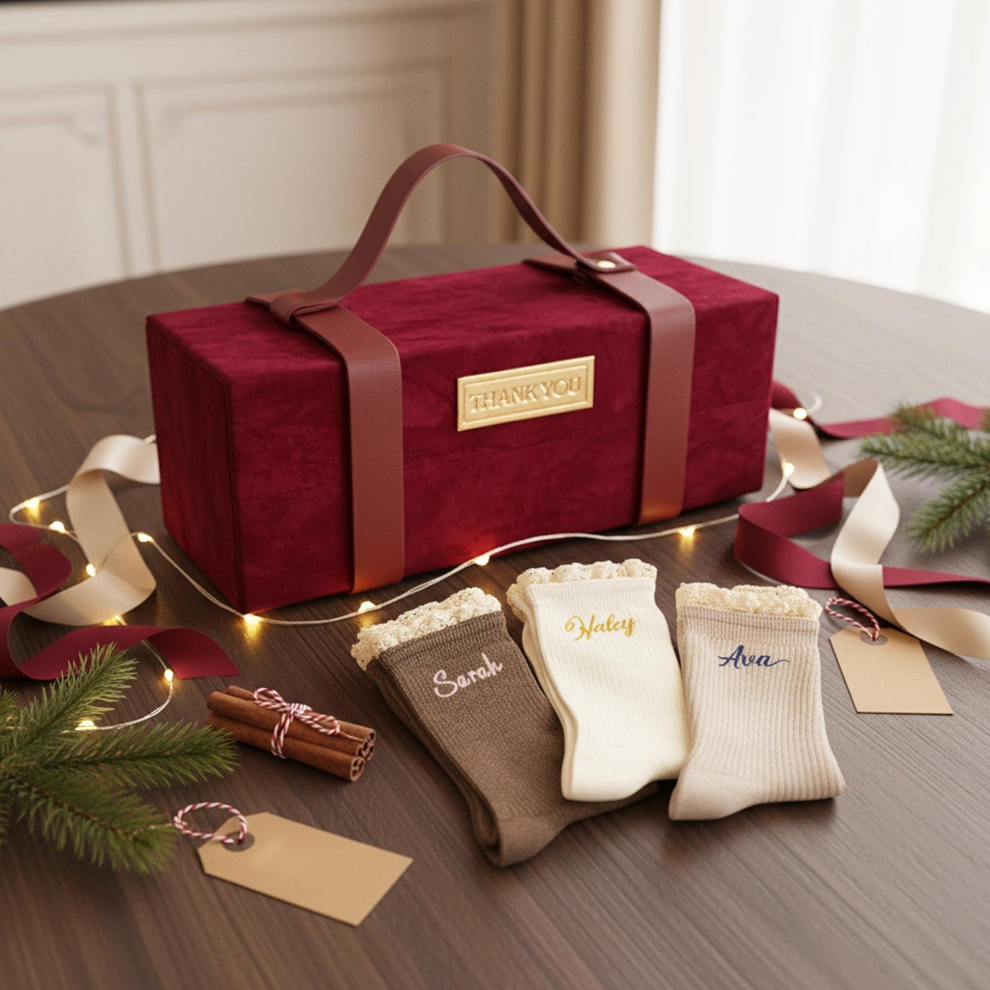 Custom Name Socks – Personalized Embroidered Cotton Socks, Thoughtful Gift for Her, Cozy & Elegant Lace