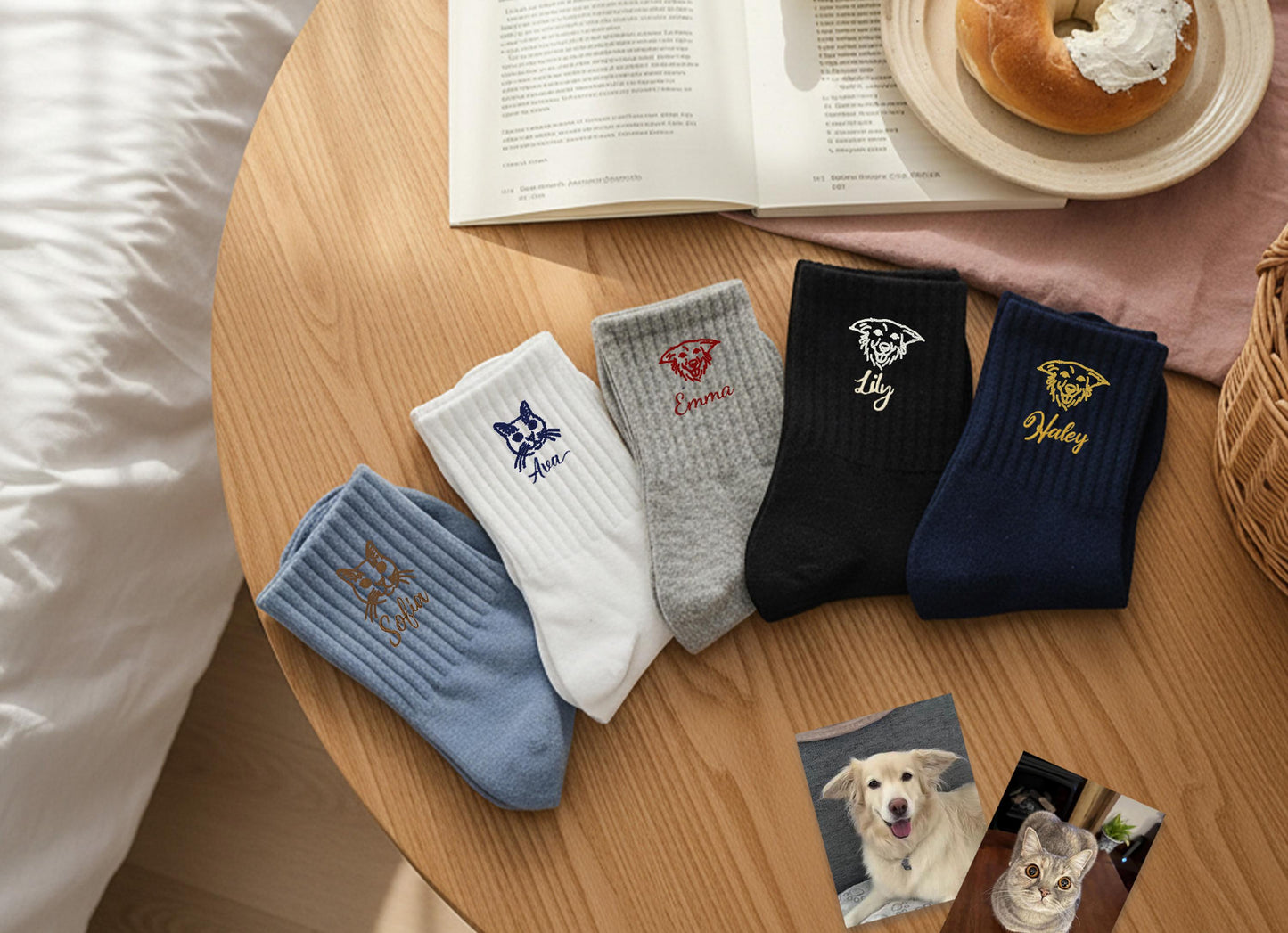 Personalized Pet Socks – Custom Dog & Cat Face Embroidered Name Socks, Gift for  Lovers