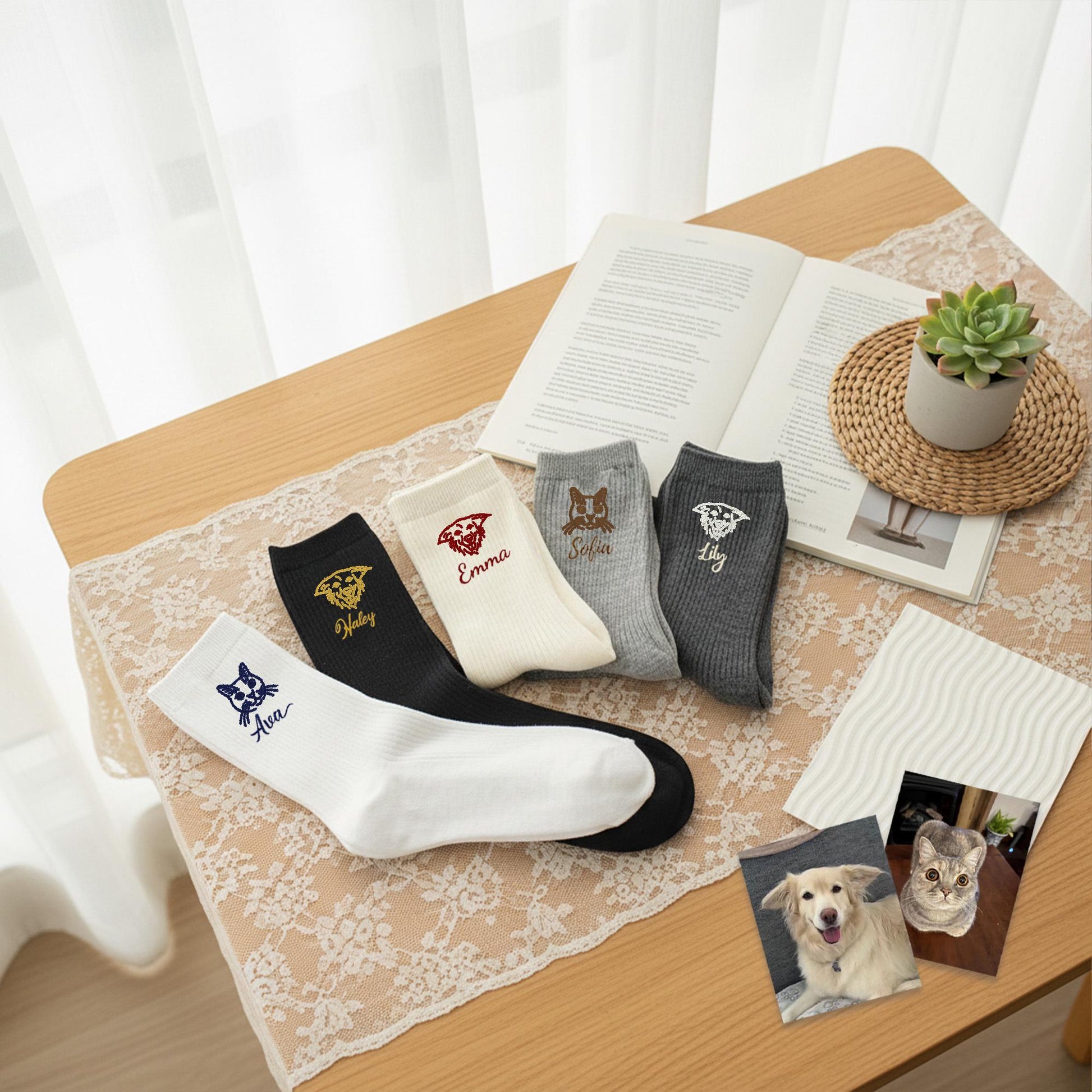 Personalized Pet Socks – Custom Dog & Cat Face Embroidered Name Socks, Gift for  Lovers