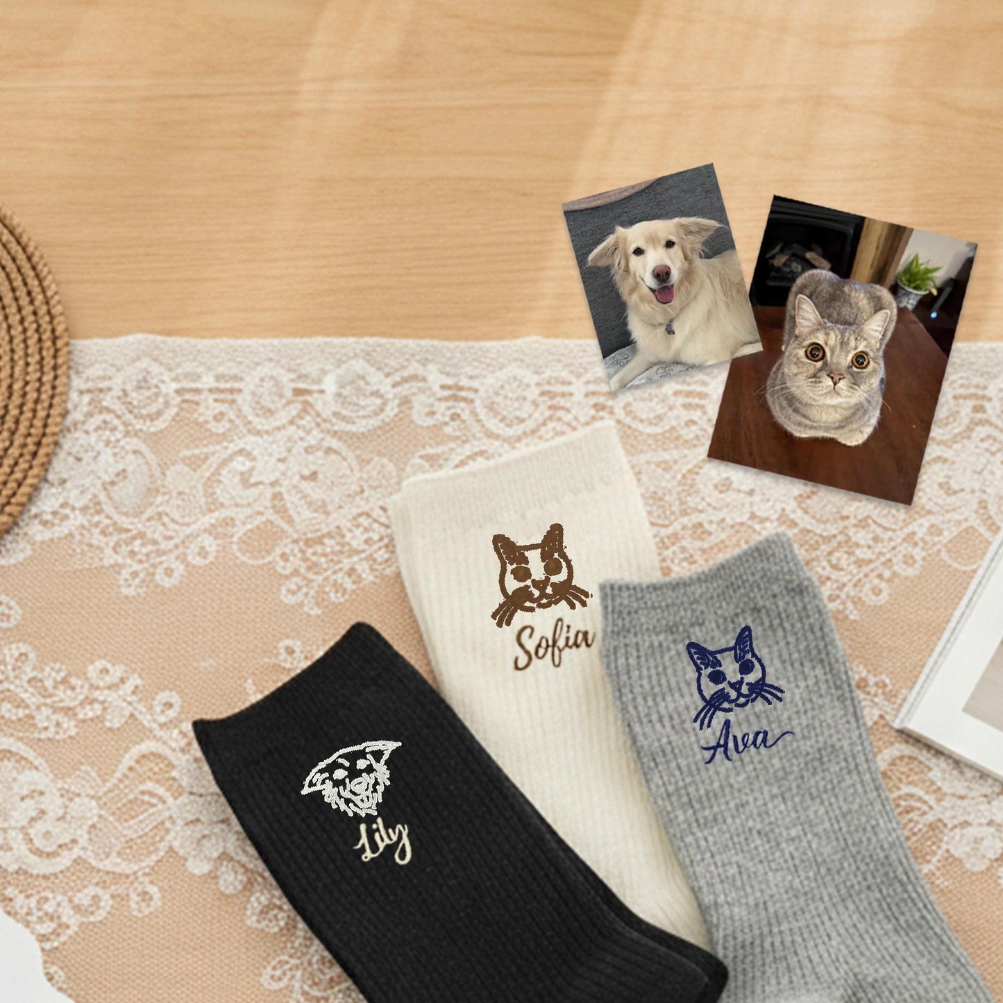 Personalized Pet Socks – Custom Dog & Cat Face Embroidered Name Socks, Gift for  Lovers