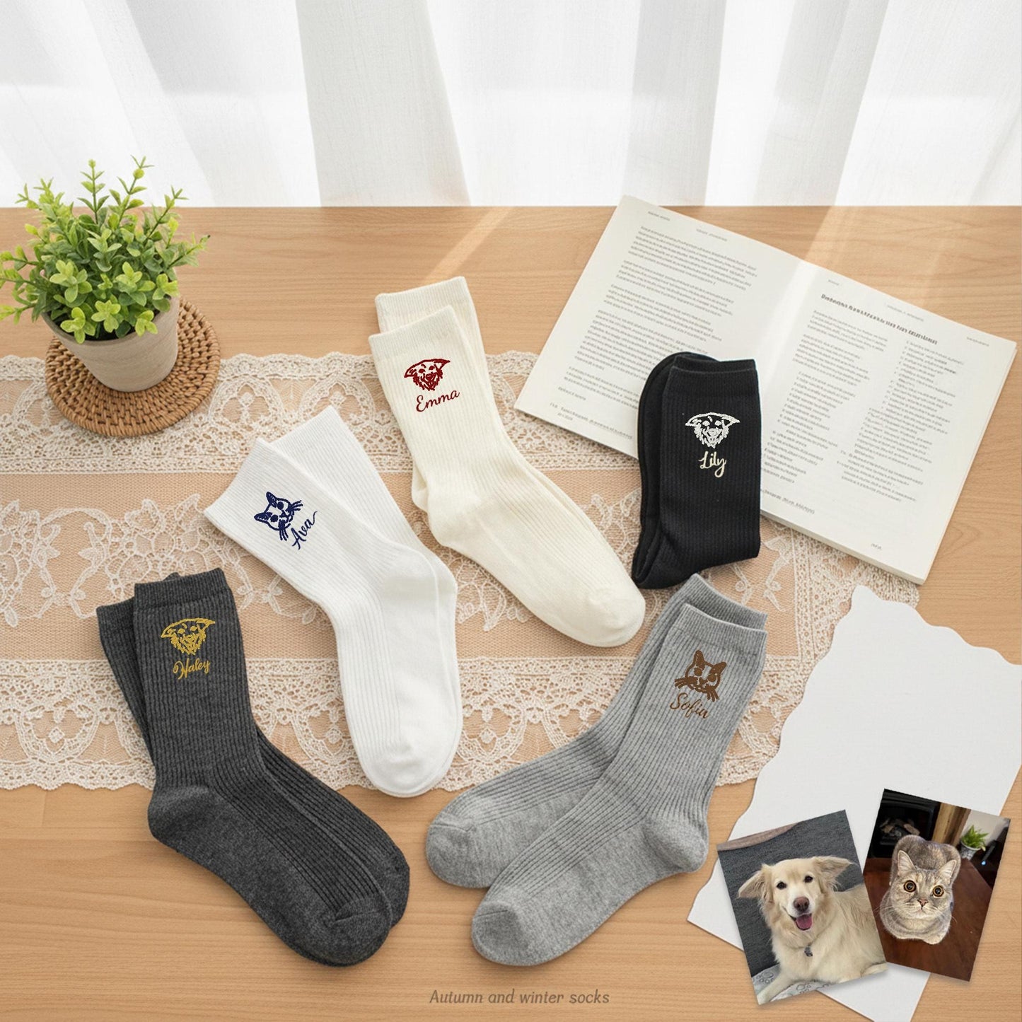 Personalized Pet Socks – Custom Dog & Cat Face Embroidered Name Socks, Gift for  Lovers