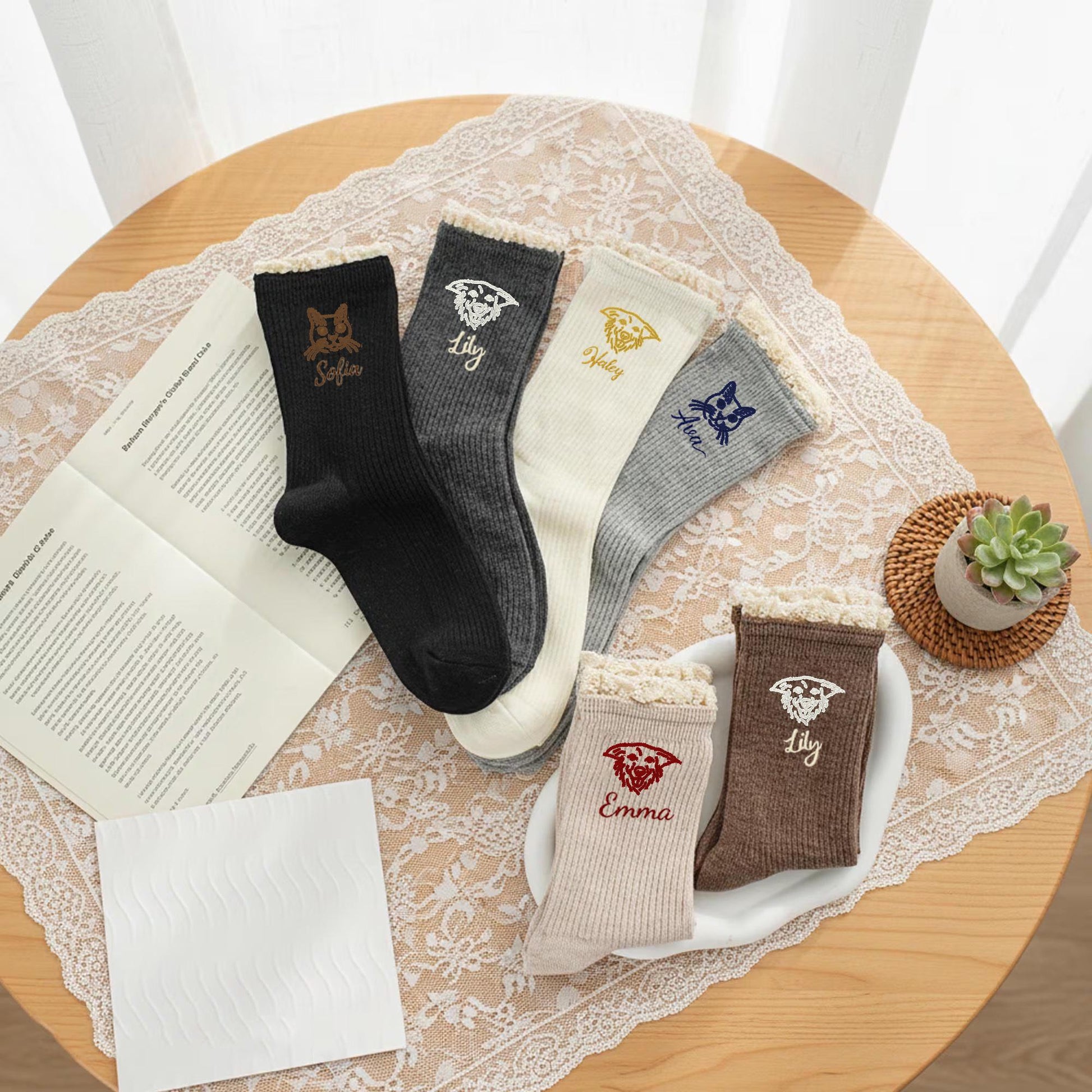 Personalized Pet Socks – Custom Dog & Cat Face Embroidered Name Socks, Gift for  Lovers