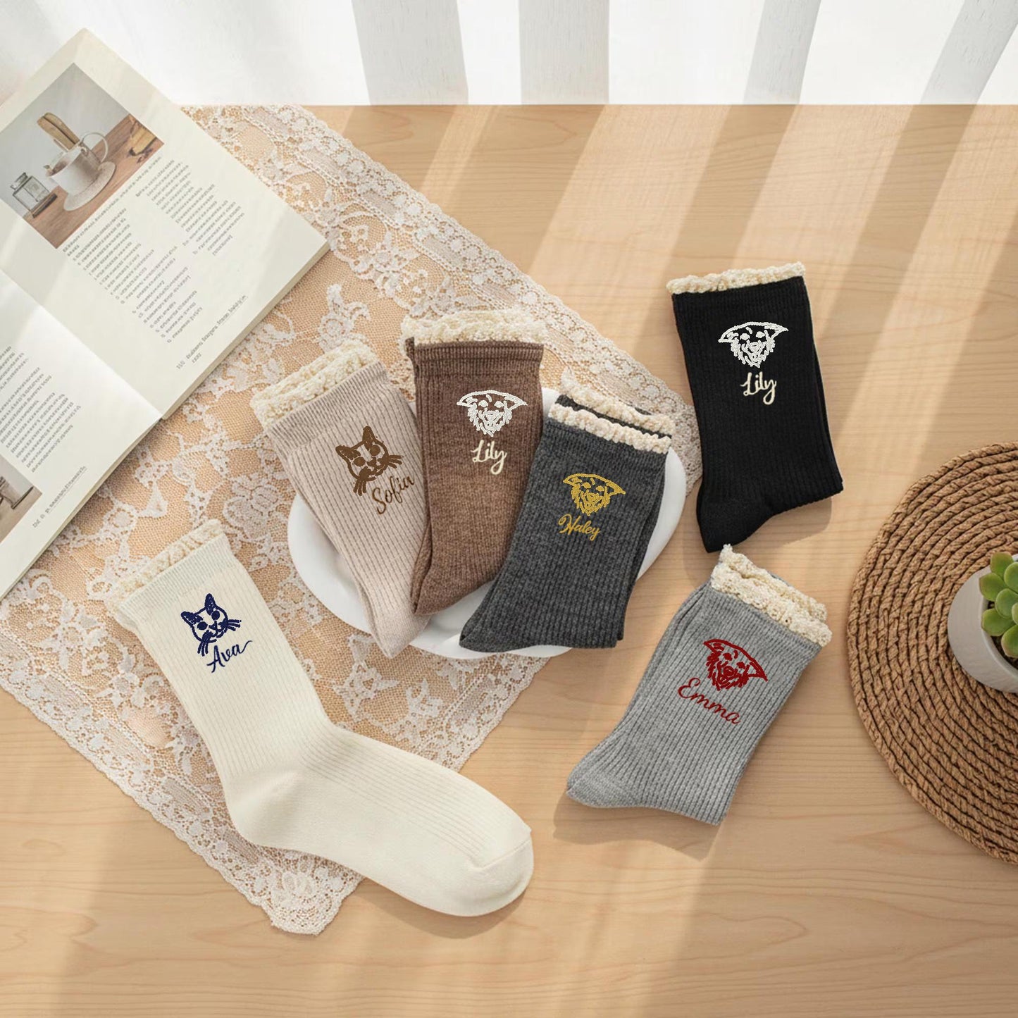 Personalized Pet Socks – Custom Dog & Cat Face Embroidered Name Socks, Gift for  Lovers