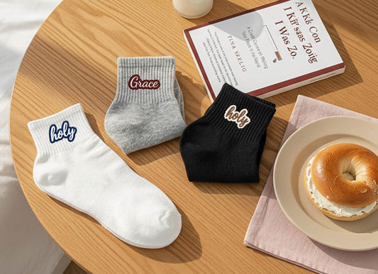 Custom Embroidered Socks , Gift for Her & Kids, Personalized Cotton Socks with Colorful Name Stitching