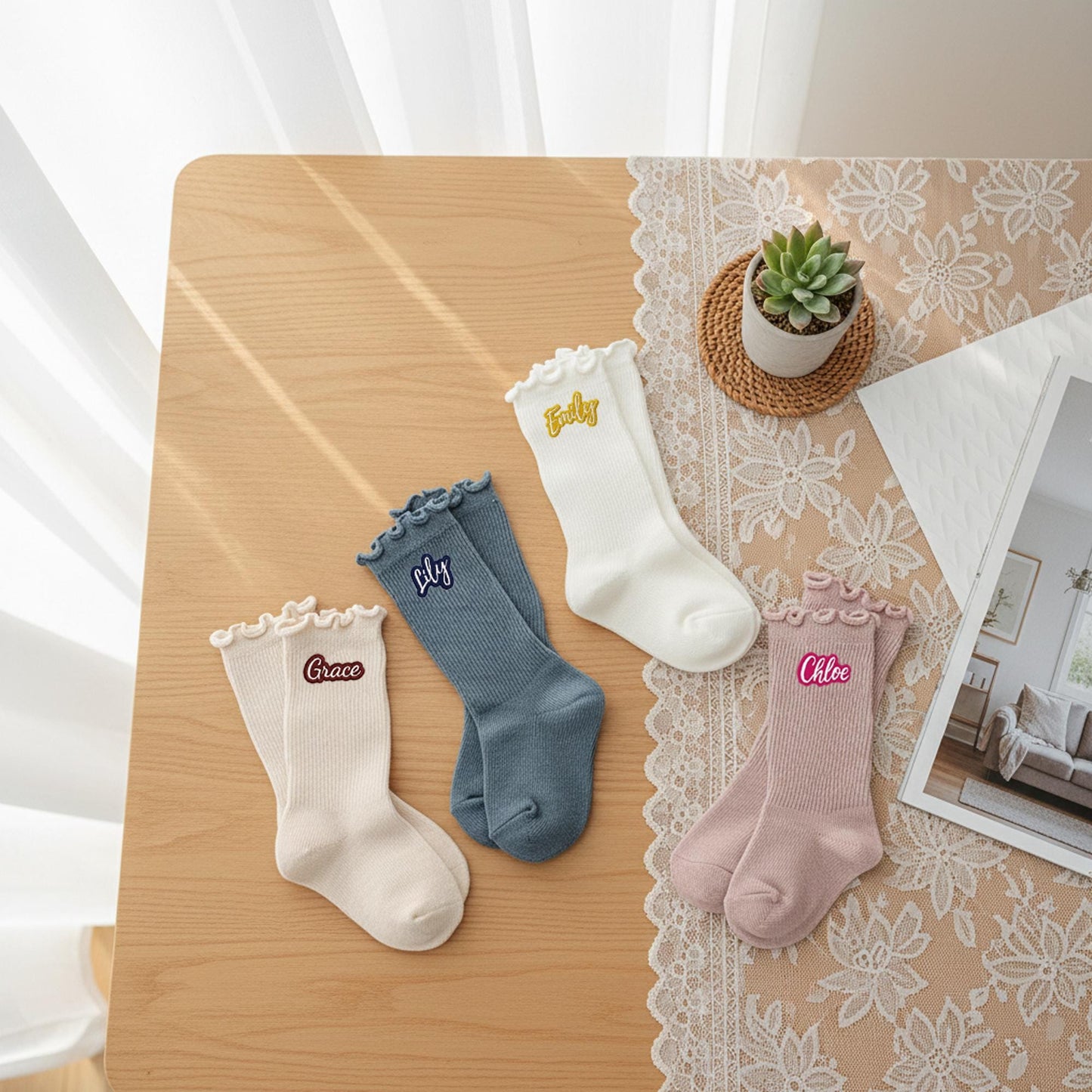 Personalized Name Socks for Kids – Custom Embroidered Anti-Lost Preschool Socks, Daycare & Kindergarten Essentials