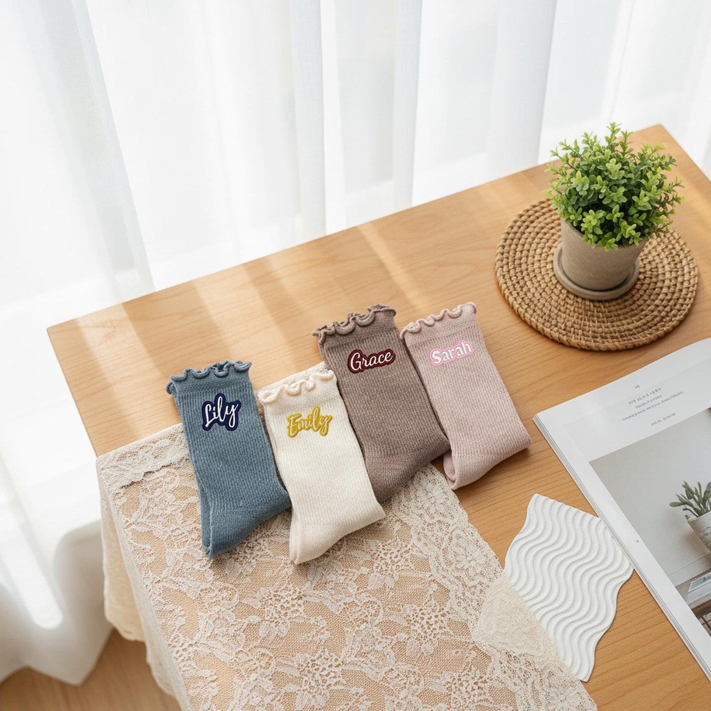 Personalized Name Socks for Kids – Custom Embroidered Anti-Lost Preschool Socks, Daycare & Kindergarten Essentials