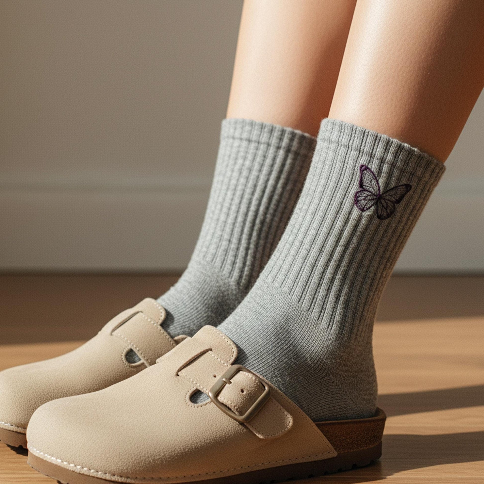 Custom Butterfly Embroidered Socks, Unisex Socks, Personalized Gift