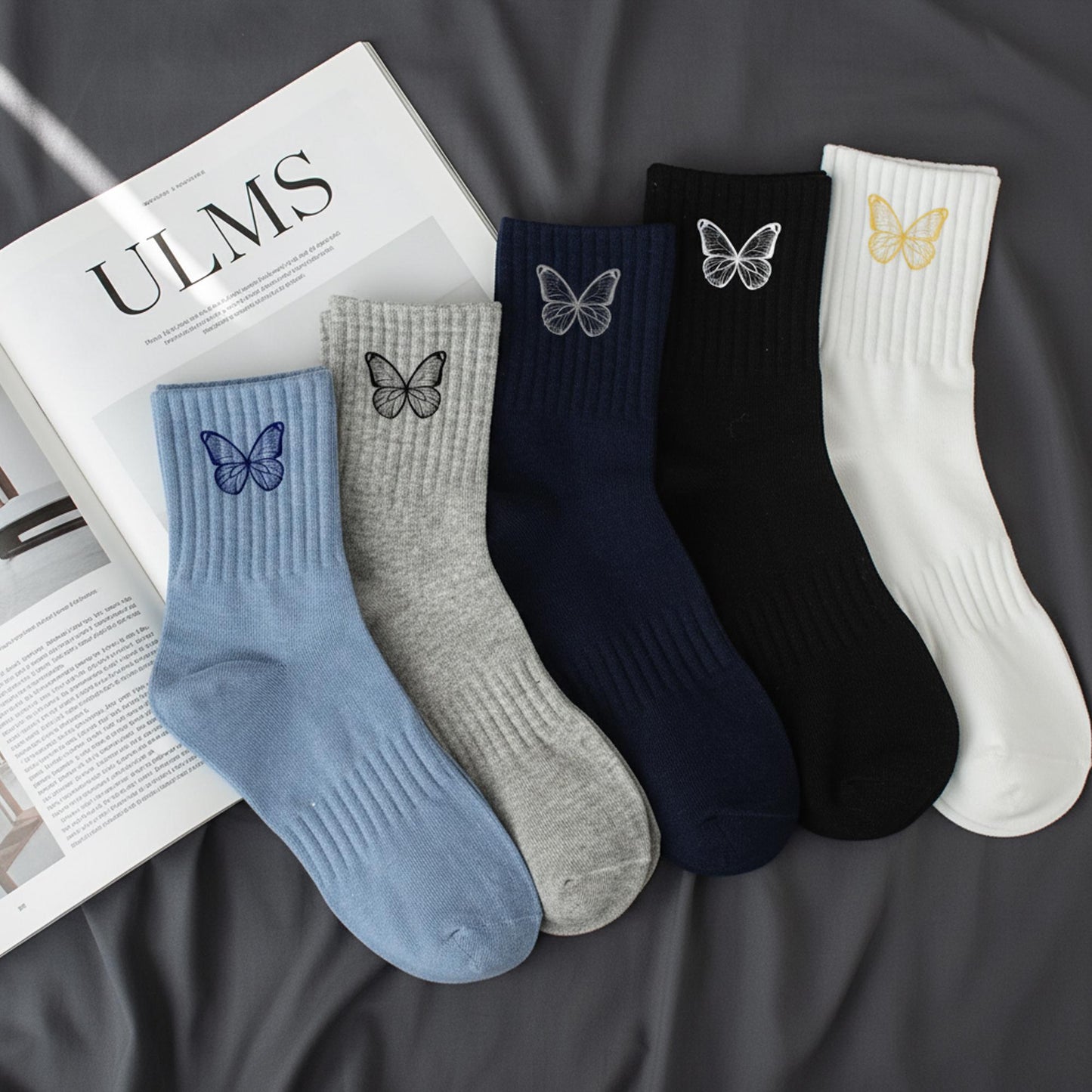 Custom Butterfly Embroidered Socks, Unisex Socks, Personalized Gift