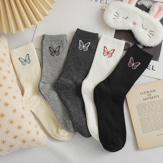 Custom Butterfly Embroidered Socks, Unisex Socks, Personalized Gift