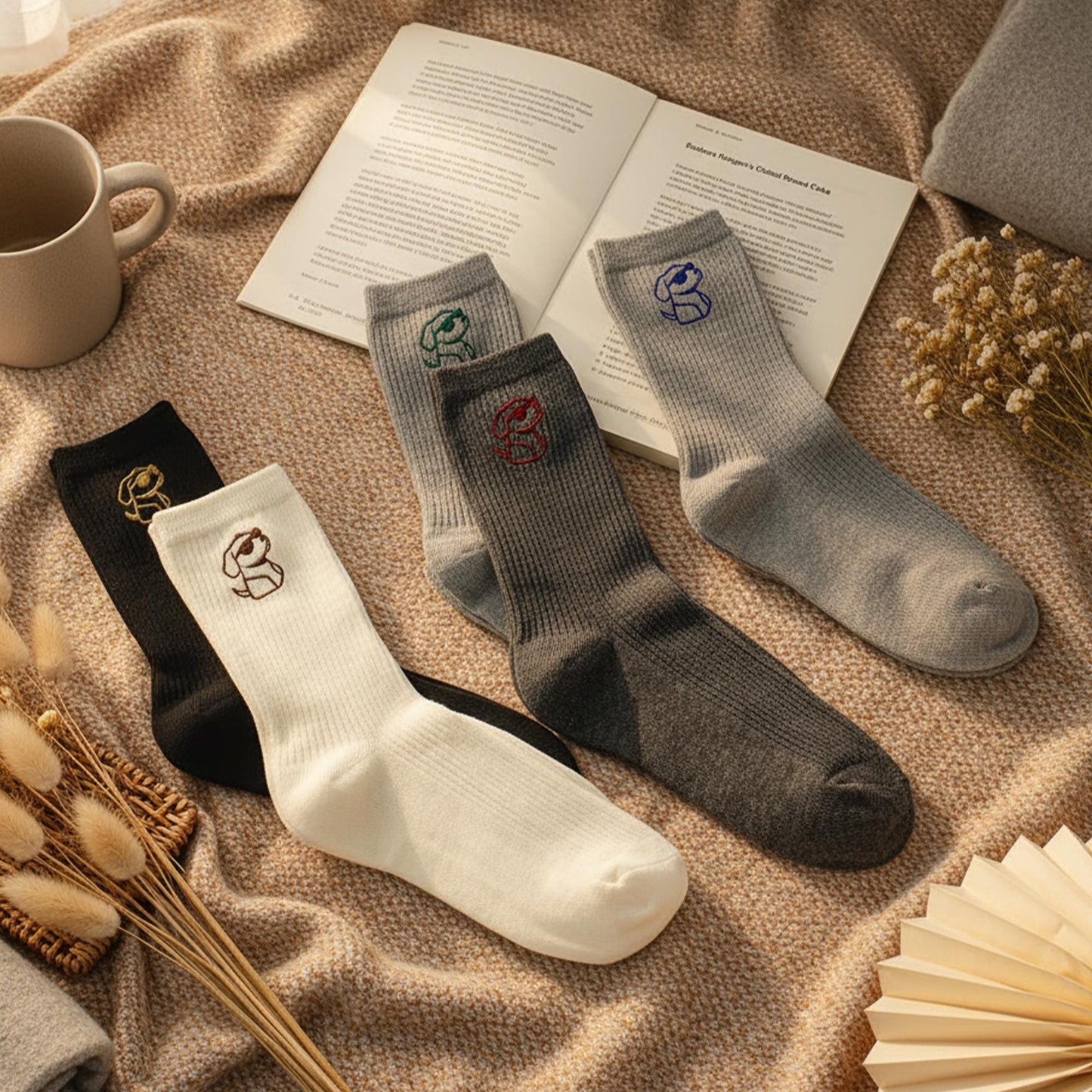 Custom Puppy Outline Socks ｜Custom Embroidered Dog Socks ｜Multi-Color Set