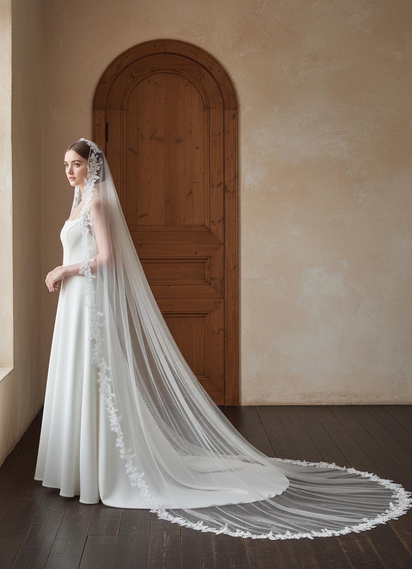 Custom Wedding Veil with Name, Personalized Embroidered Bridal Veil, Minimalist Tulle Veil