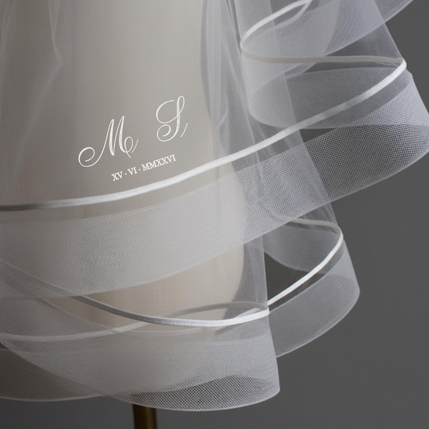 Custom Wedding Veil with Name, Personalized Embroidered Bridal Veil, Minimalist Tulle Veil