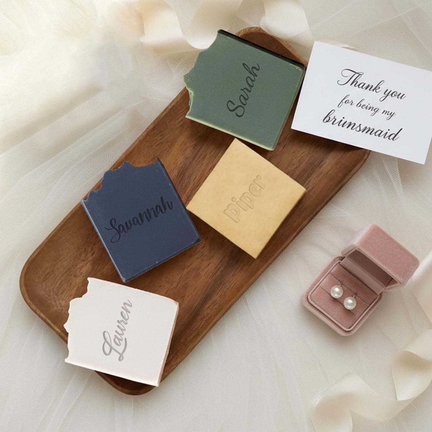 Wedding Bridesmaid Personalized Soap | Handmade Bridesmaid Proposal Gift | Bridal Party Favor | Elegant Shower Favor