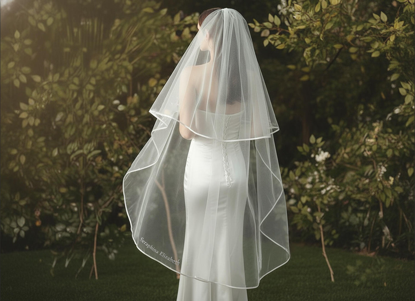 Custom Wedding Veil with Name, Personalized Embroidered Bridal Veil, Minimalist Tulle Veil