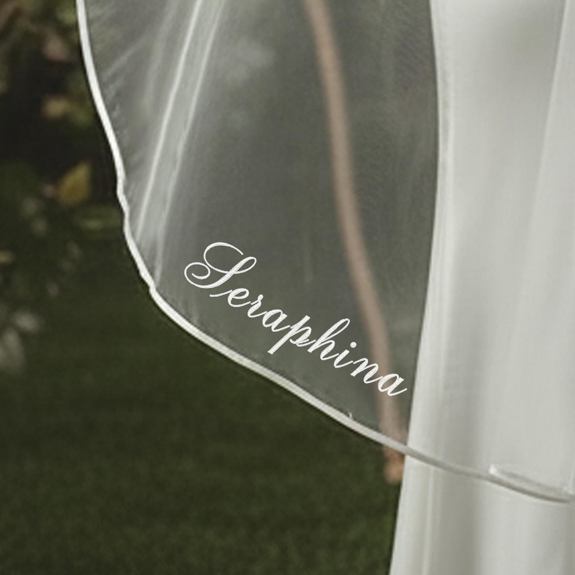Custom Wedding Veil with Name, Personalized Embroidered Bridal Veil, Minimalist Tulle Veil