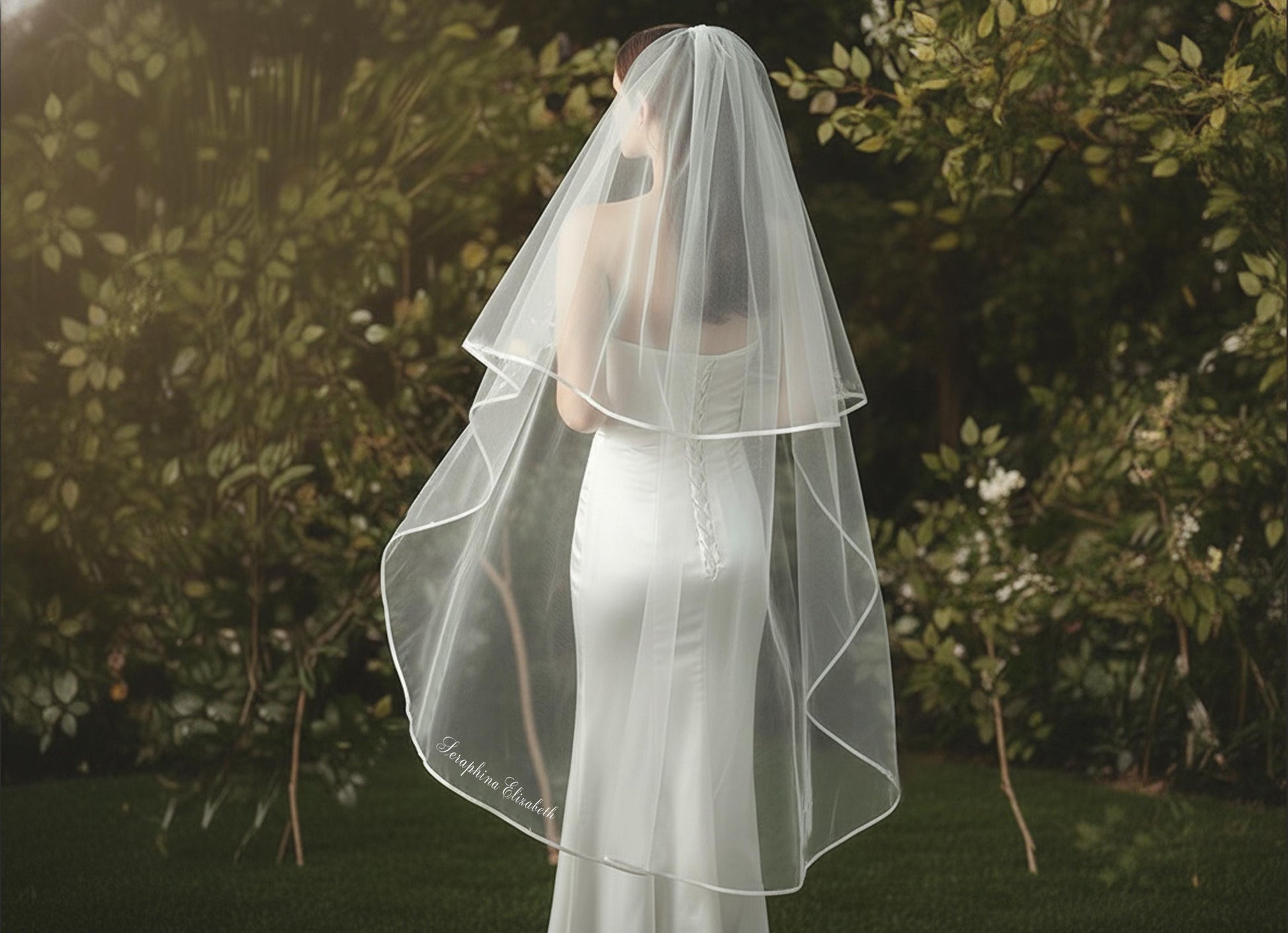 Custom Wedding Veil with Name, Personalized Embroidered Bridal Veil, Minimalist Tulle Veil
