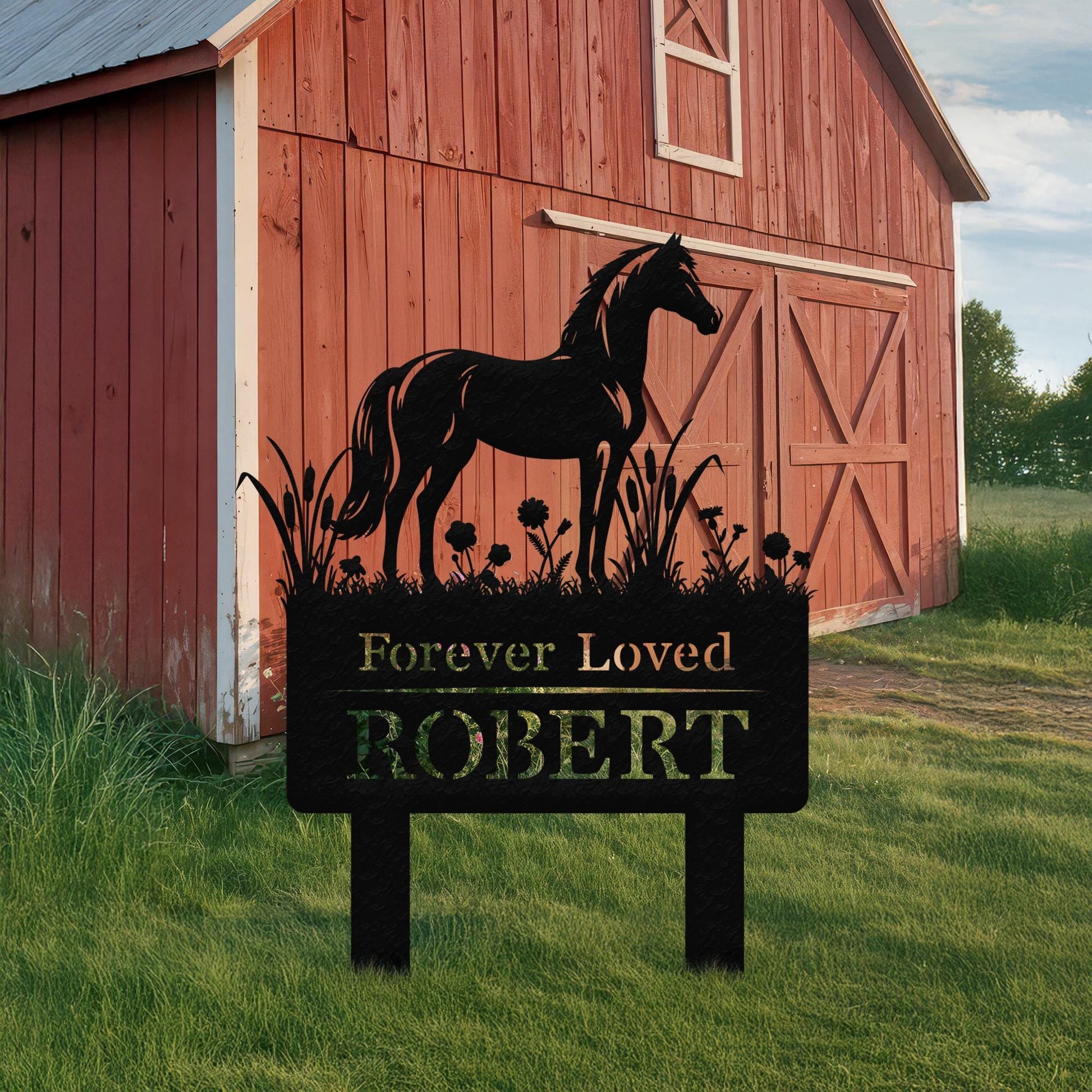 Personalized Horse Memorial Garden Sign – Custom Name Pet Remembrance Yard Stake