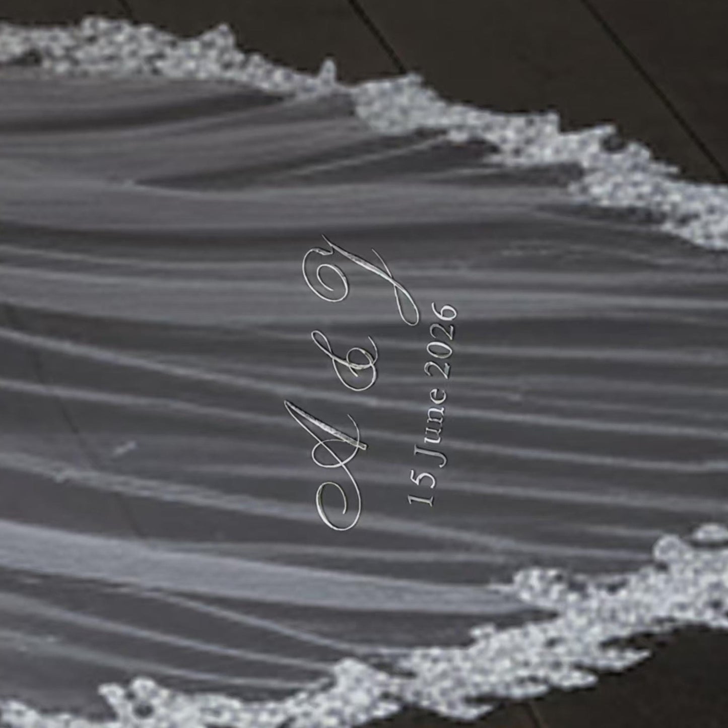 Custom Wedding Veil with Name, Personalized Embroidered Bridal Veil, Minimalist Tulle Veil