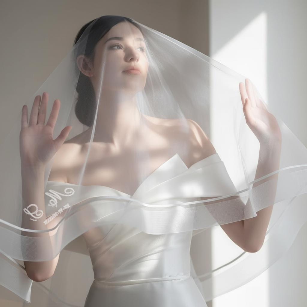 Custom Wedding Veil with Name, Personalized Embroidered Bridal Veil, Minimalist Tulle Veil