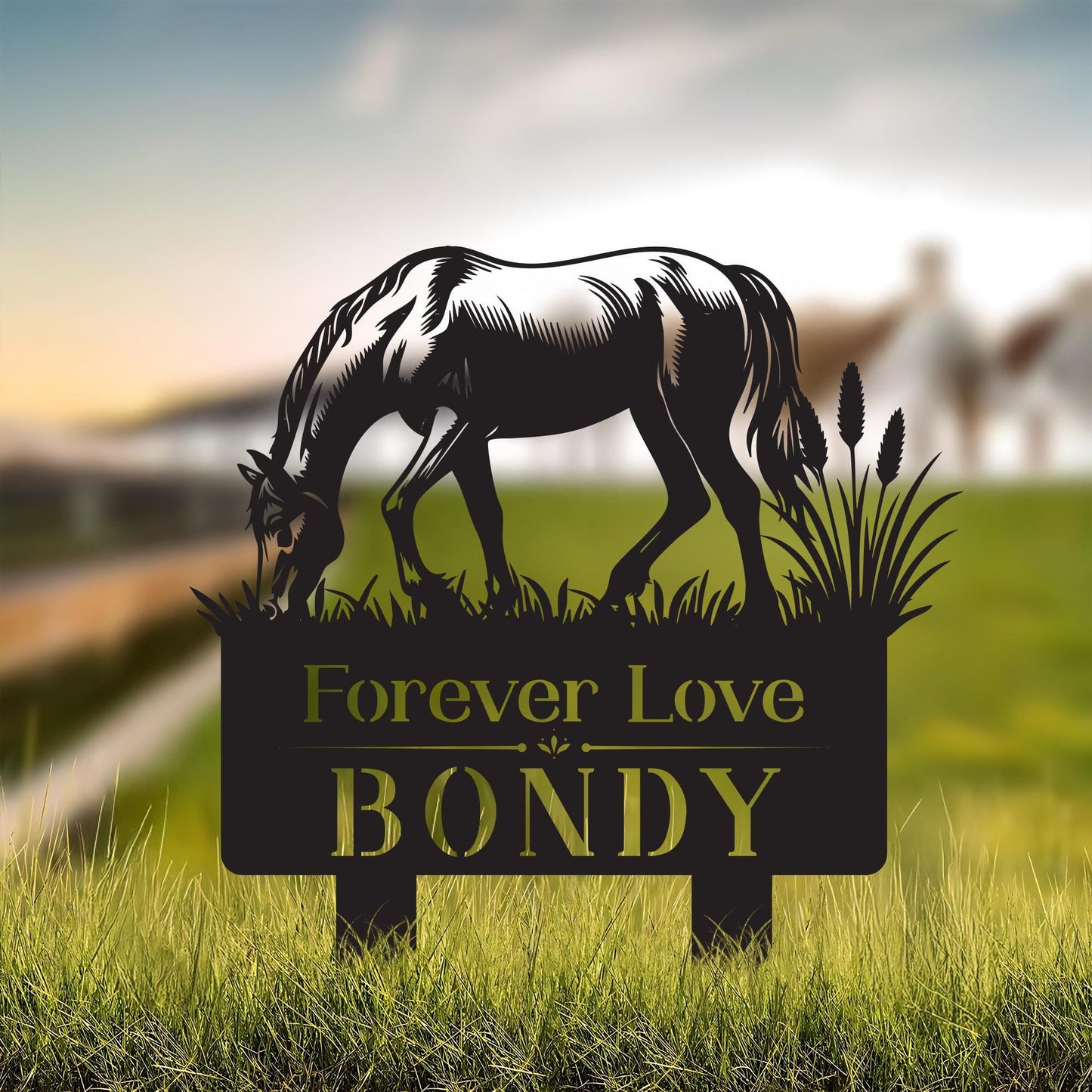 Custom Horse Memorial Garden Stake – Metal Tribute for Horse Lovers
