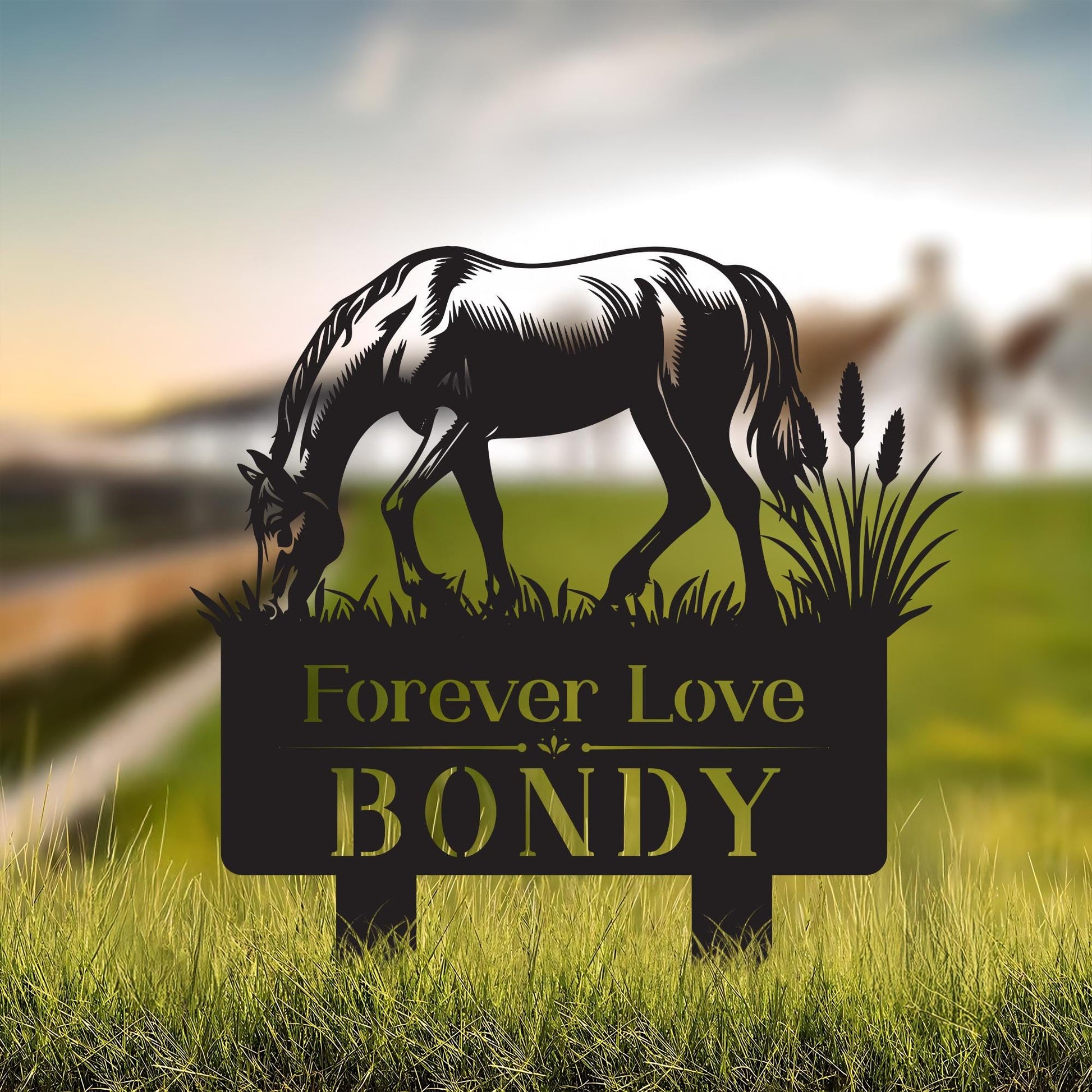 Custom Horse Memorial Garden Stake – Metal Tribute for Horse Lovers