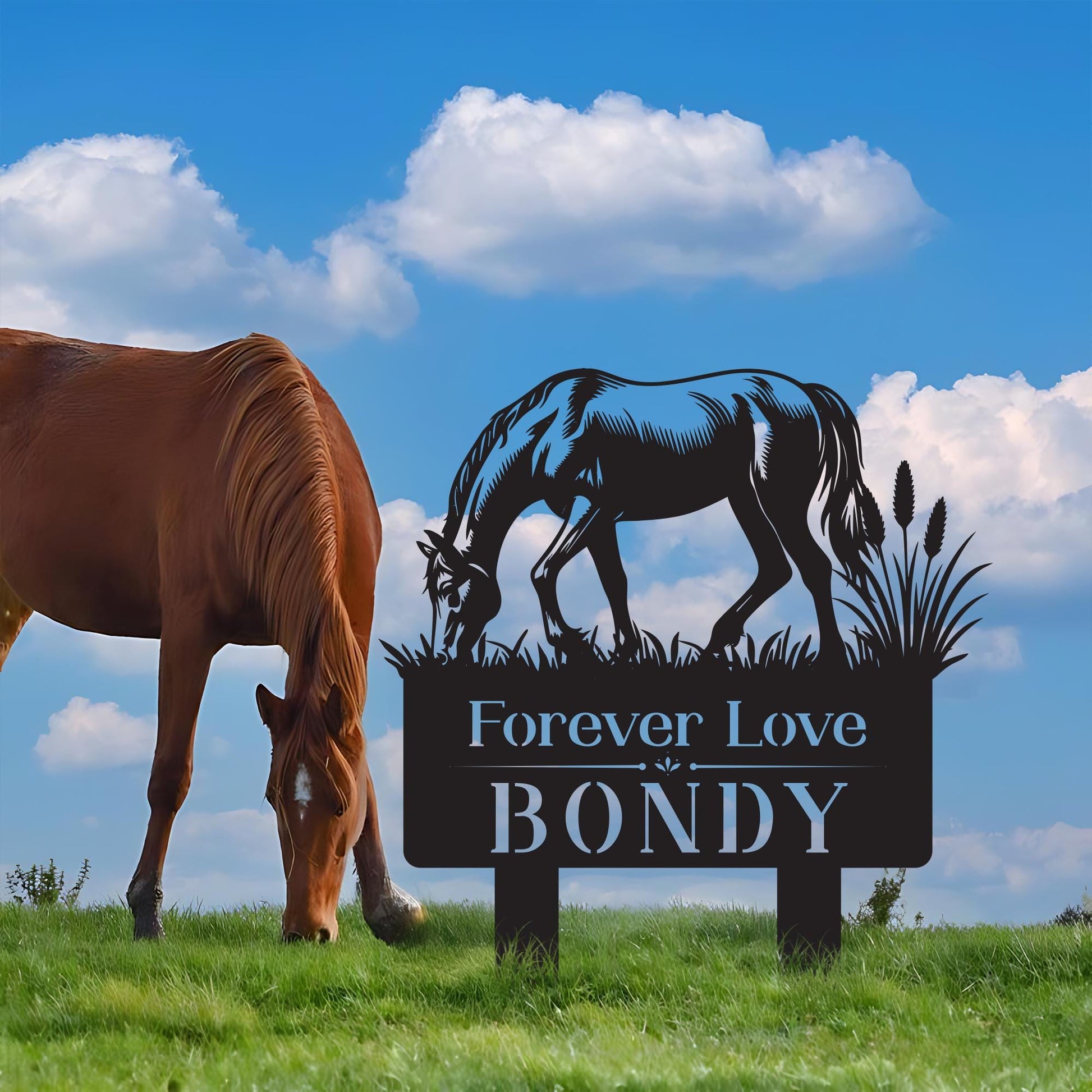 Custom Horse Memorial Garden Stake – Metal Tribute for Horse Lovers