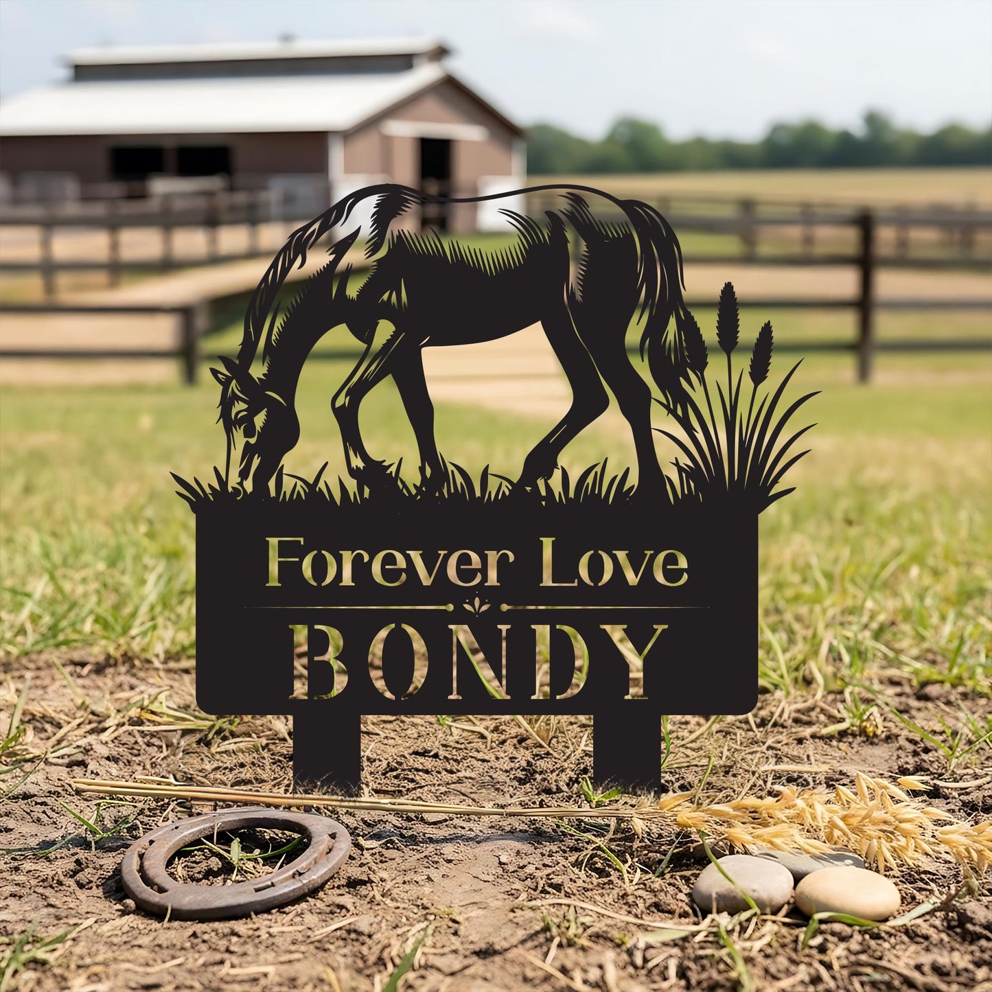 Custom Horse Memorial Garden Stake – Metal Tribute for Horse Lovers