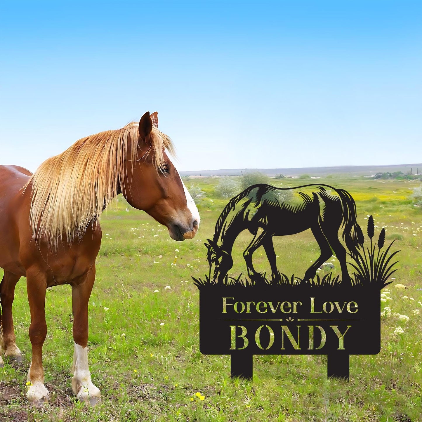 Custom Horse Memorial Garden Stake – Metal Tribute for Horse Lovers
