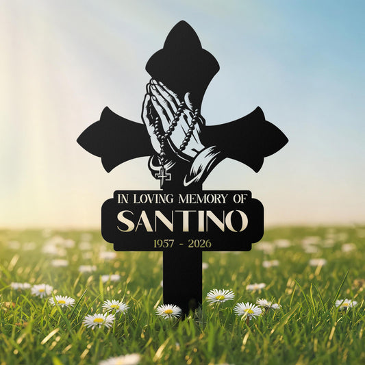 Personalized Christian Memorial Cross – Custom Garden Grave Marker