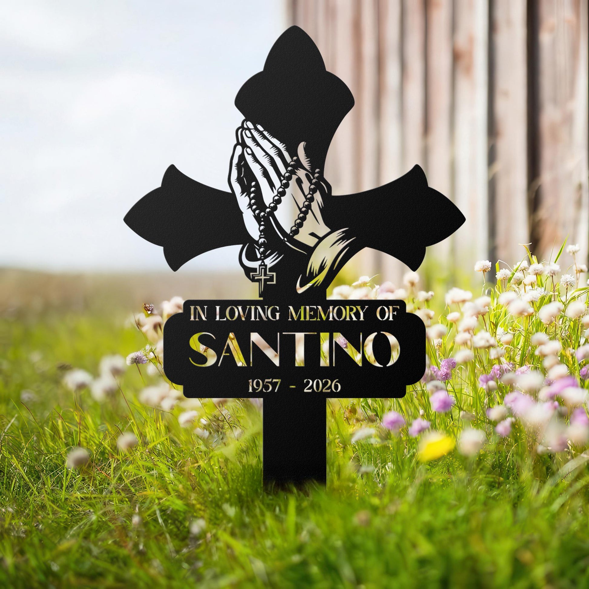 Personalized Christian Memorial Cross – Custom Garden Grave Marker
