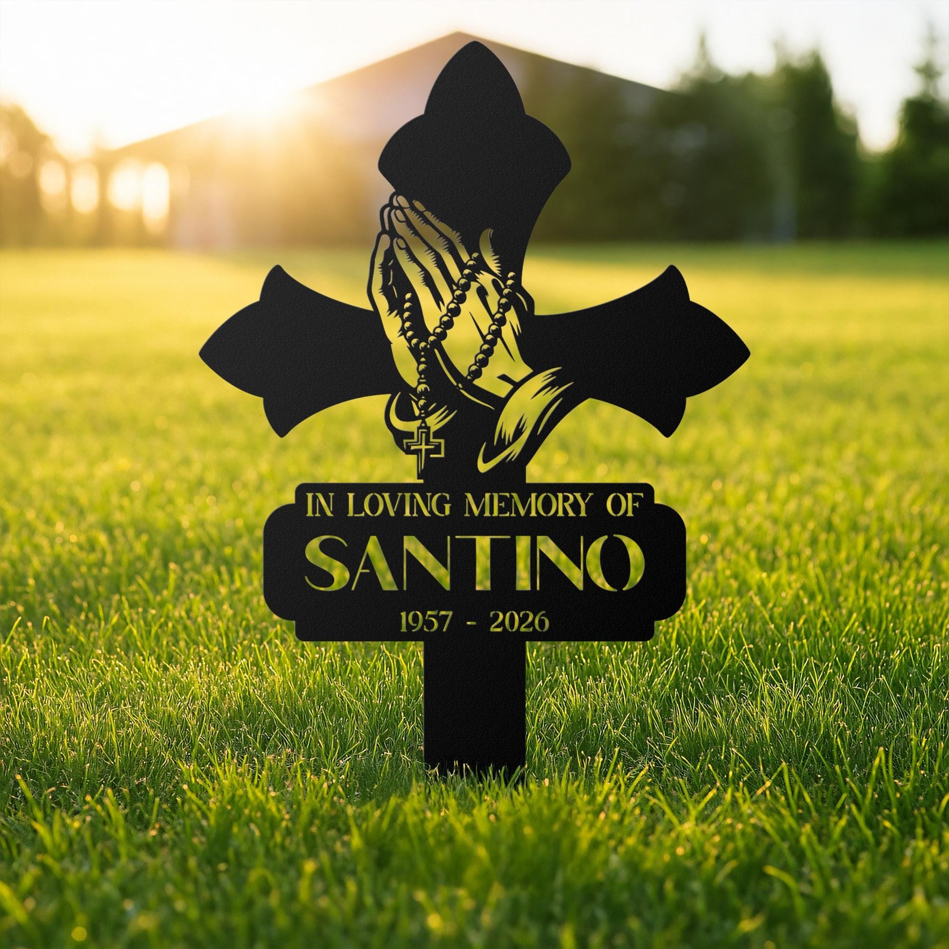 Personalized Christian Memorial Cross – Custom Garden Grave Marker