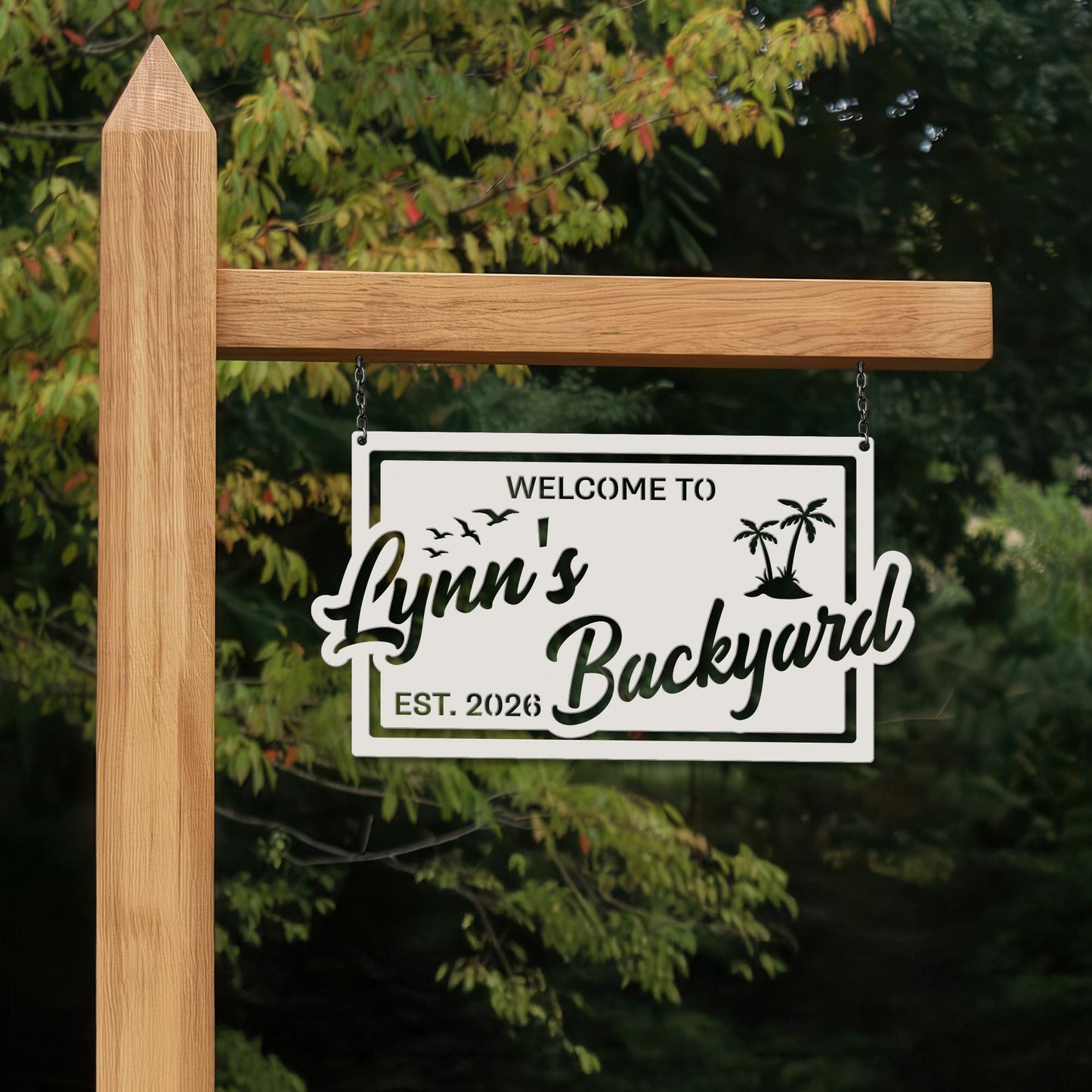 Custom Backyard Sign - Personalized Welcome Metal Wall Art