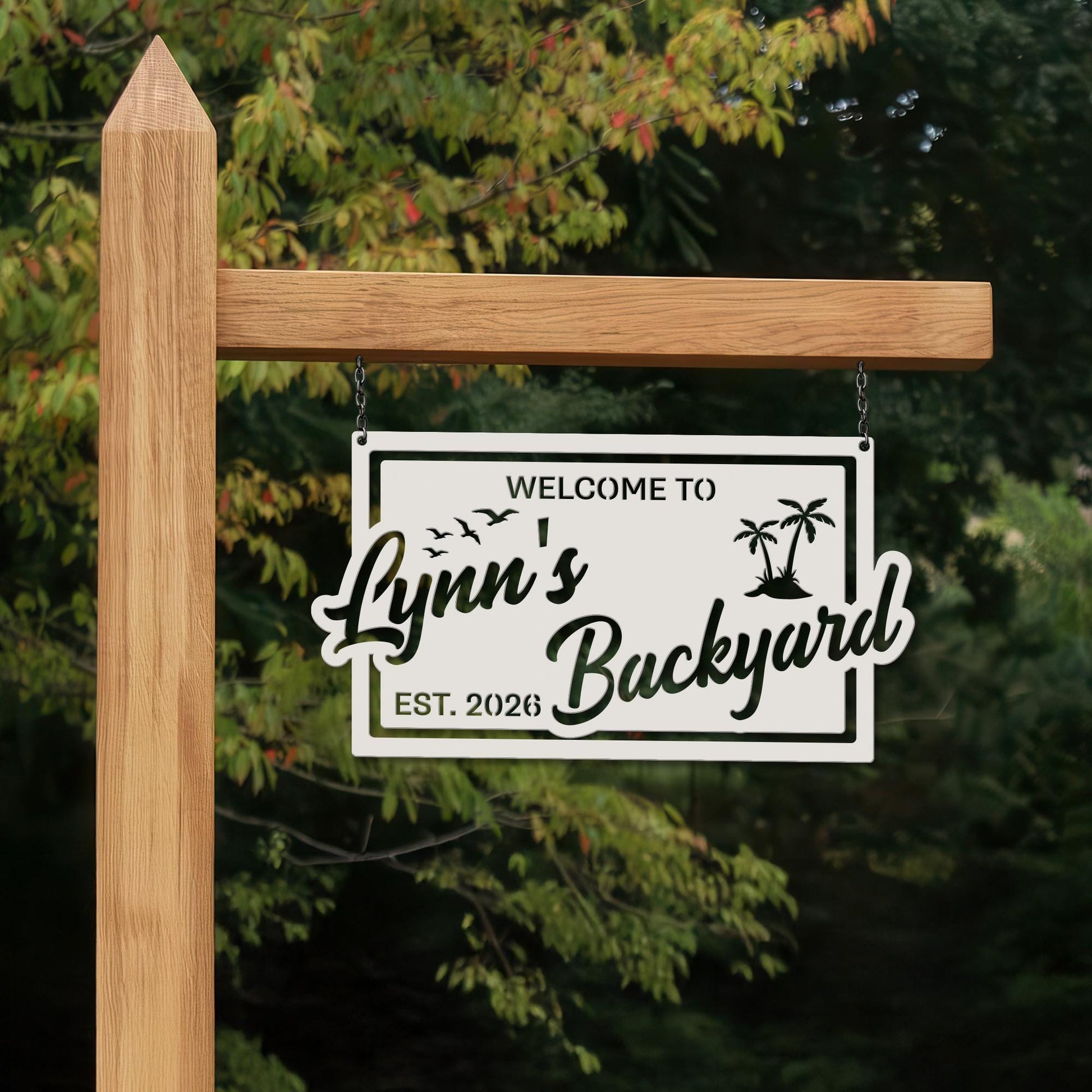 Custom Backyard Sign - Personalized Welcome Metal Wall Art