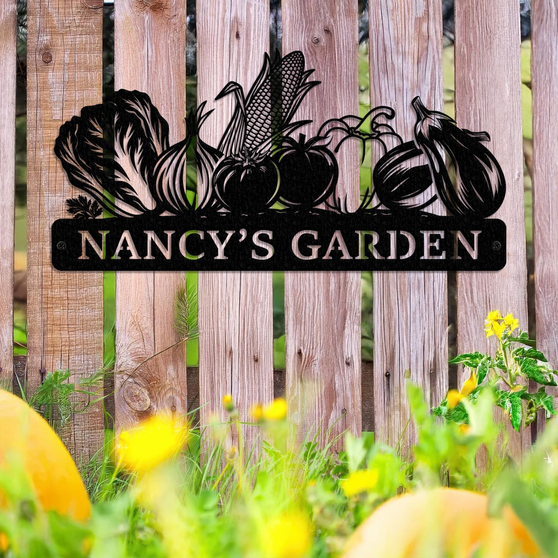 Rustic Garden Metal Sign – Personalized Backyard Vegetable Garden Wall Art