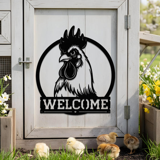 Custom Name Metal Sign – Welcome Chicken Coop Farm Decor