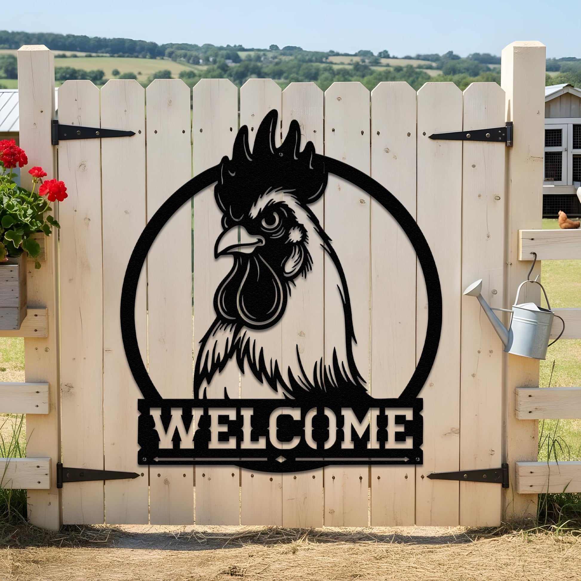 Custom Name Metal Sign – Welcome Chicken Coop Farm Decor