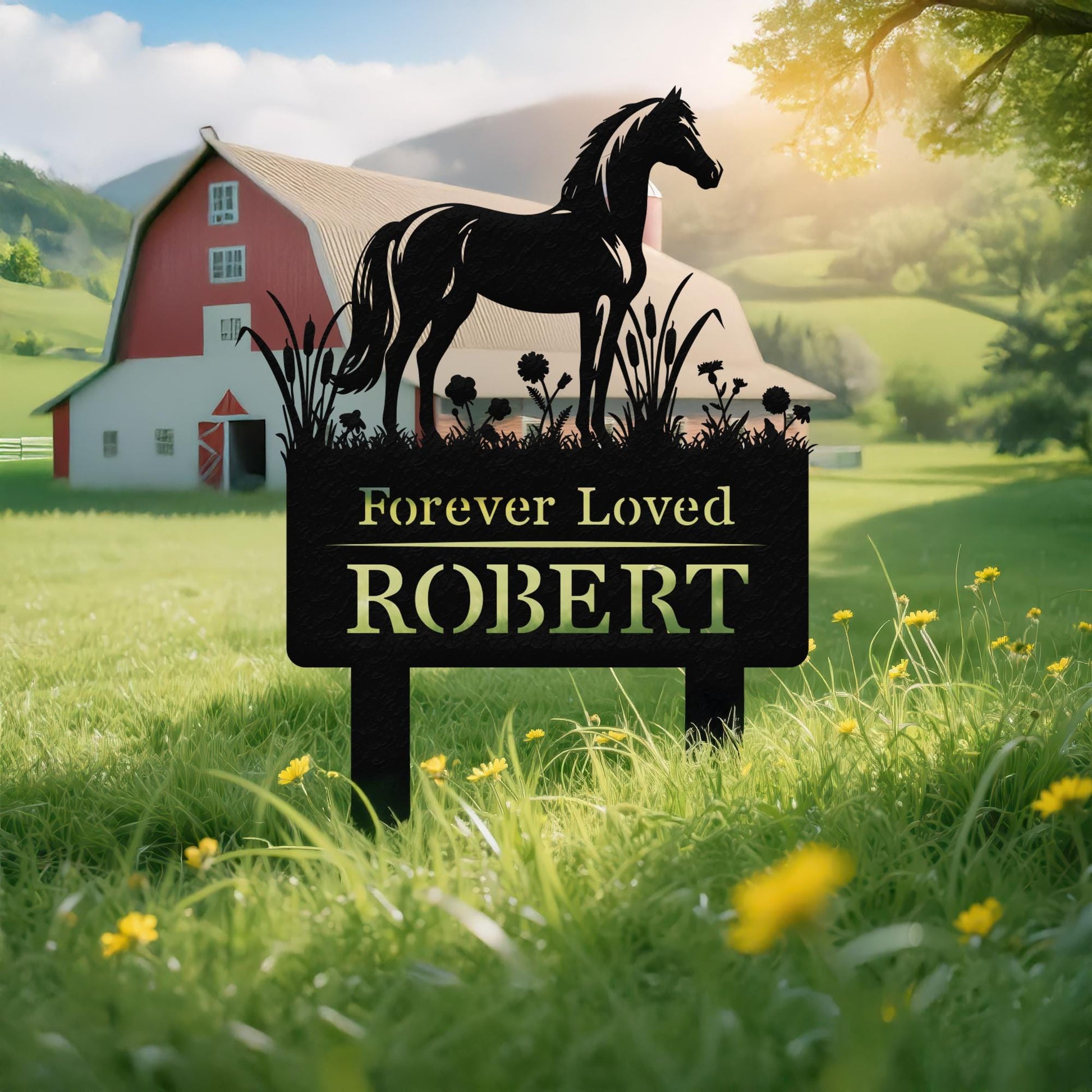 Personalized Horse Memorial Garden Sign – Custom Name Pet Remembrance Yard Stake