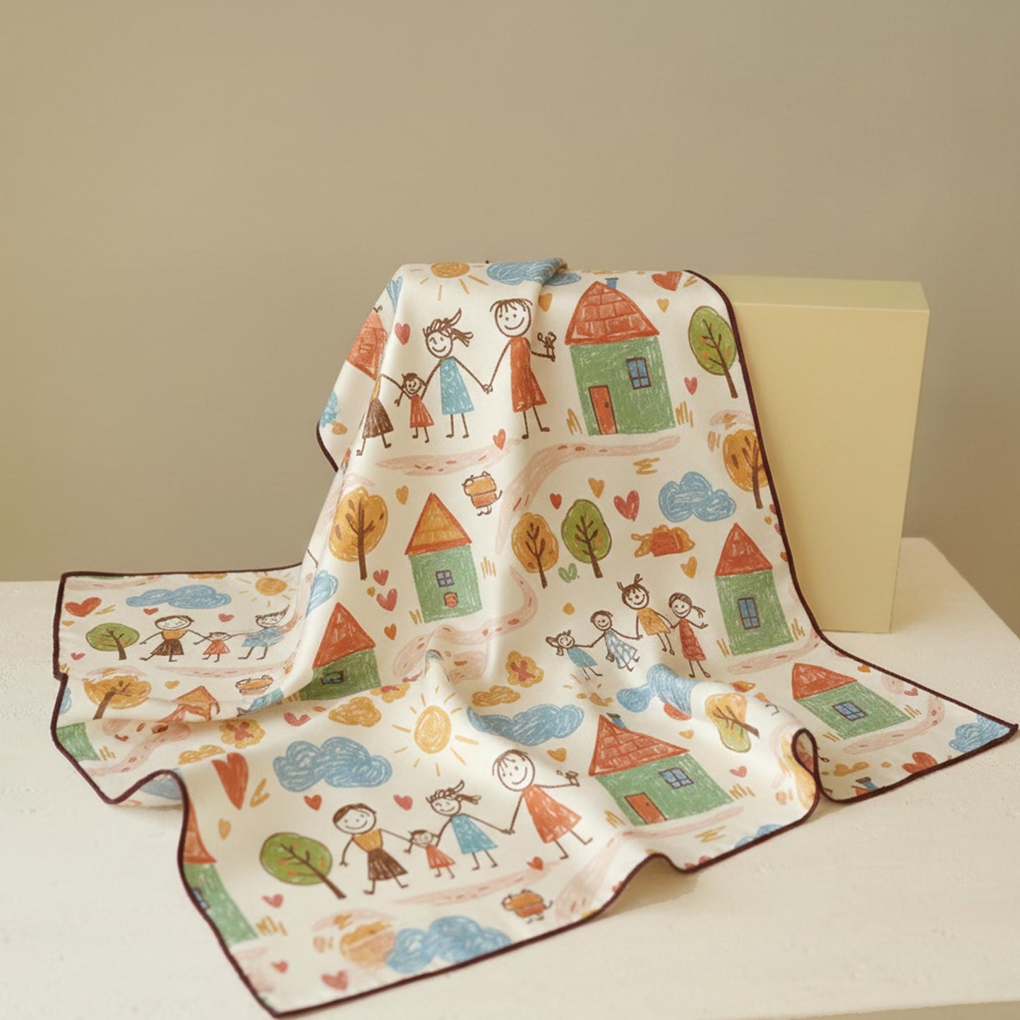 Custom Printed Silk Scarf, Vintage Floral & Geometric Designs, Square Silk Scarf for Women, Personalized Art Scarf Gift